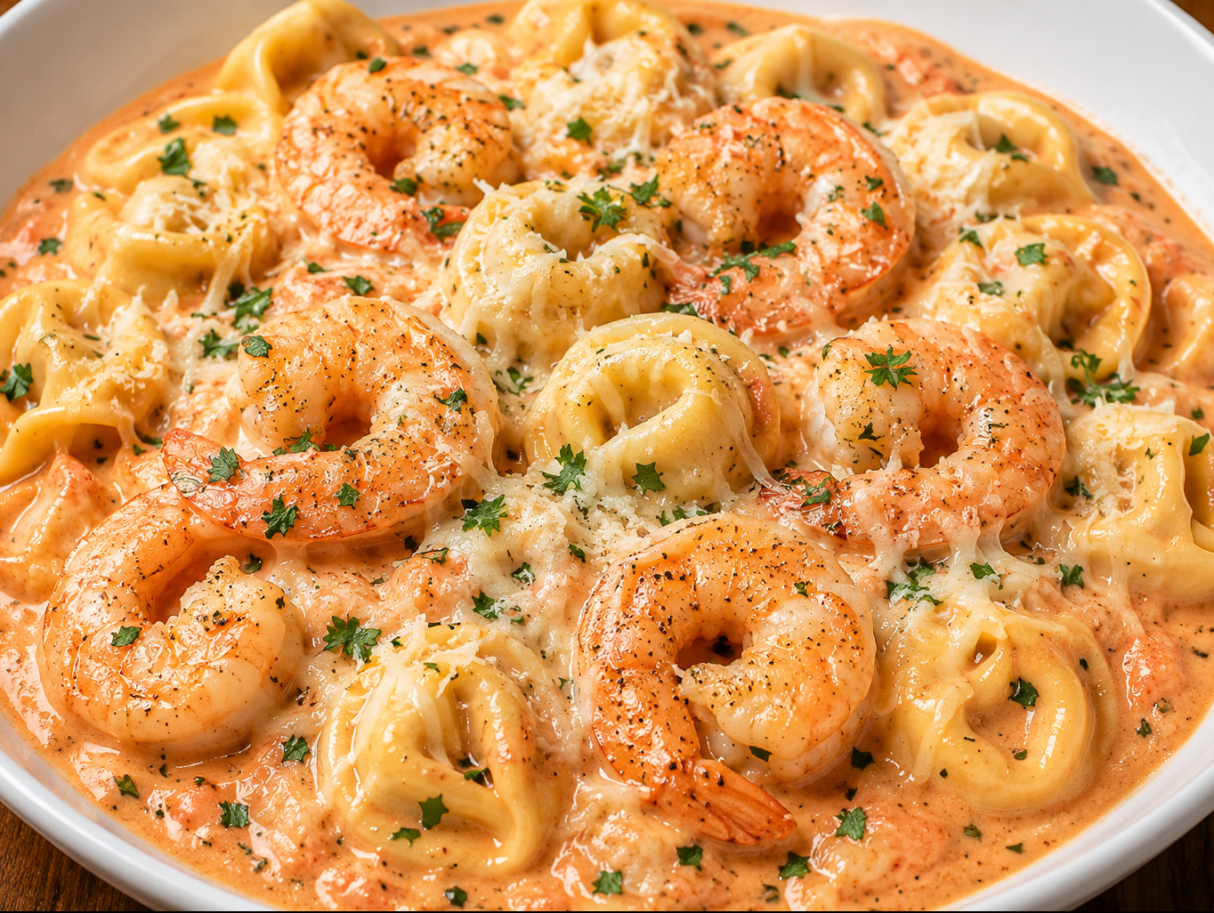 SHRIMP ALLA ROSA CHEESE TORTELLINI.