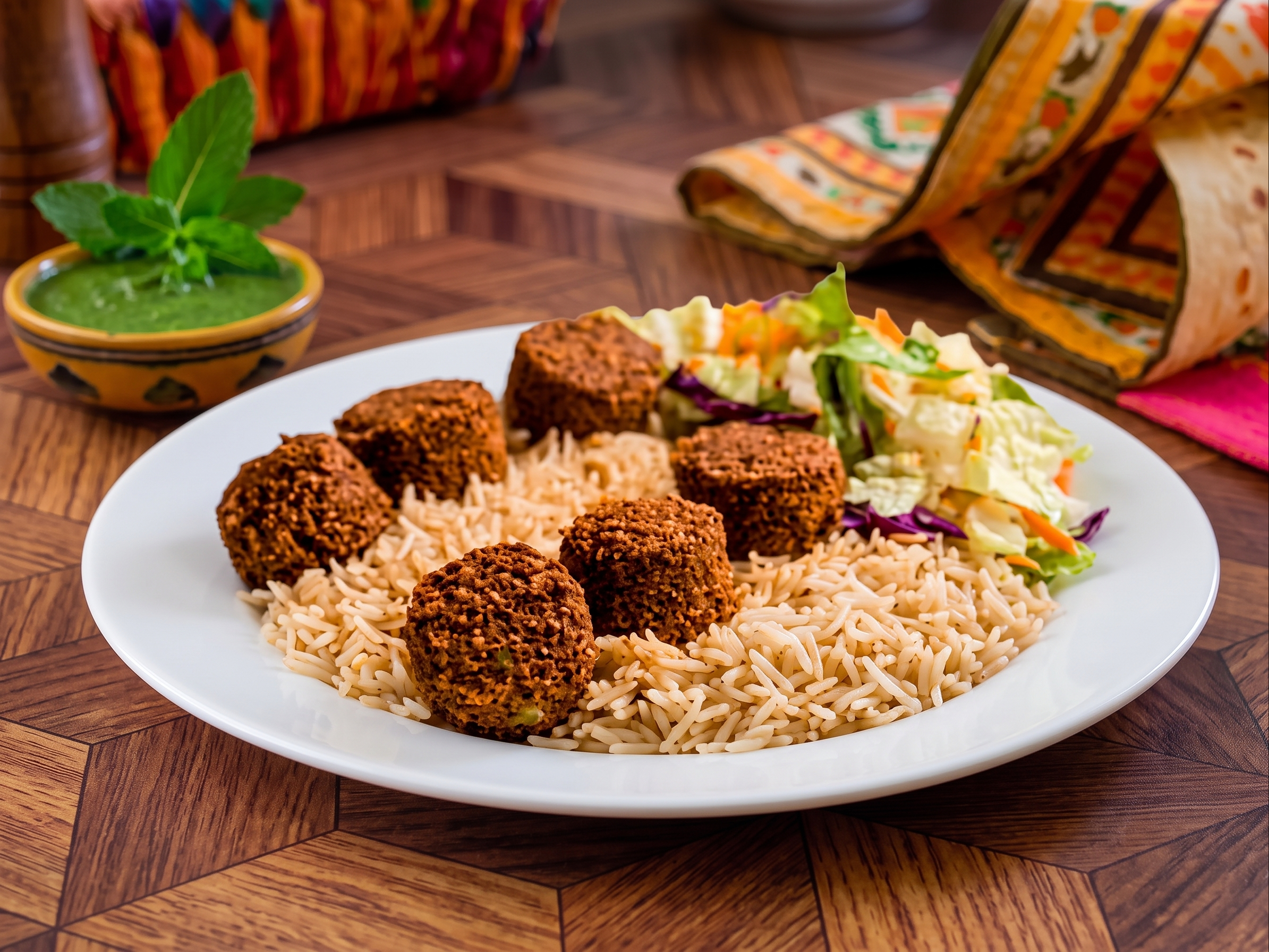 Falafel Over Rice.