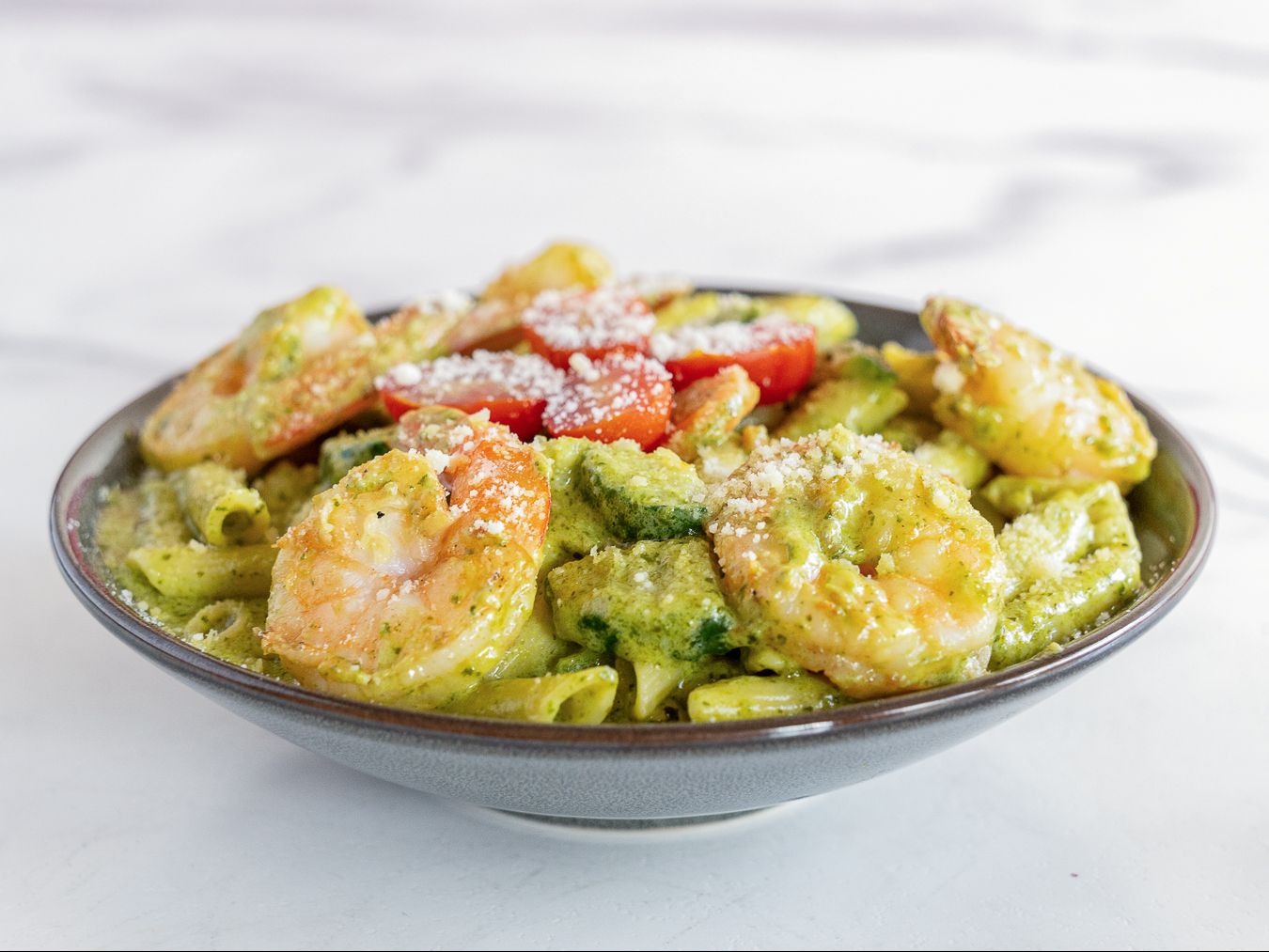Shrimp Pesto Pasta.