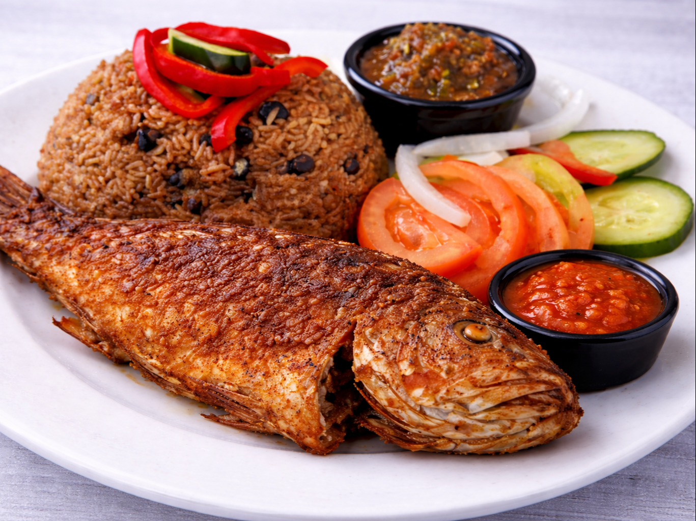 Red Snapper with Rice & Beans.