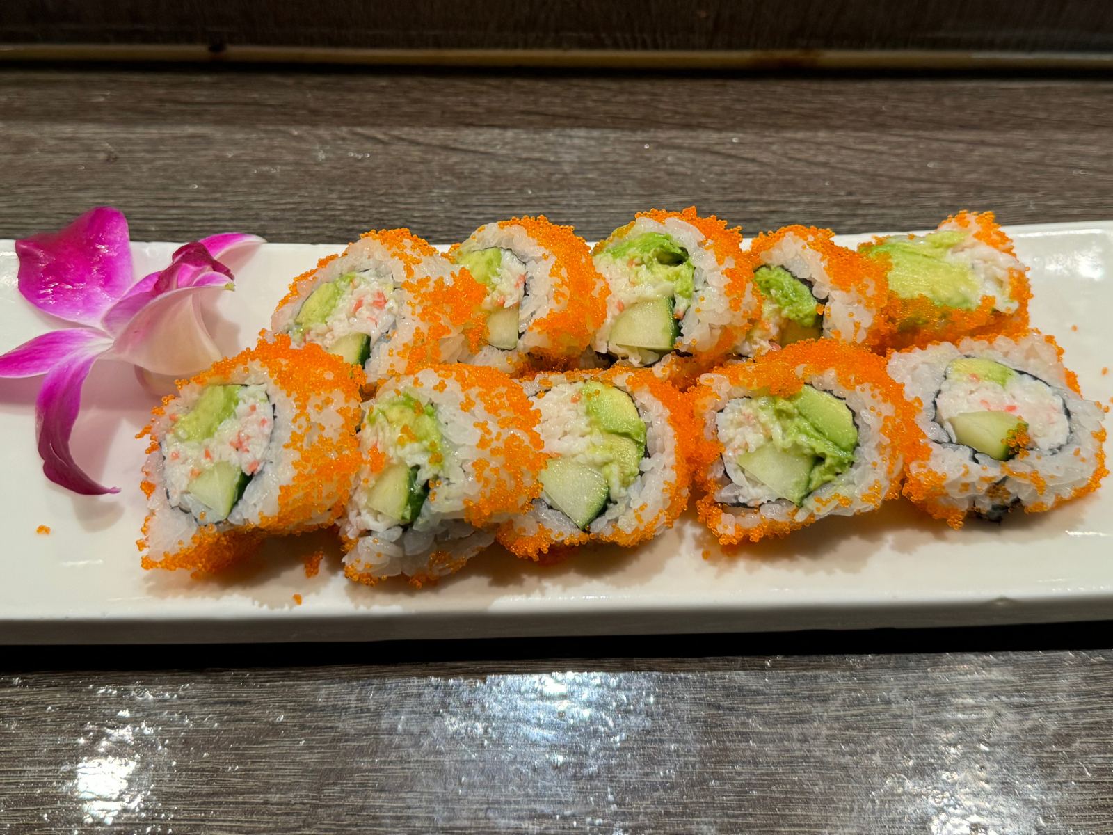 California Roll With Masago.
