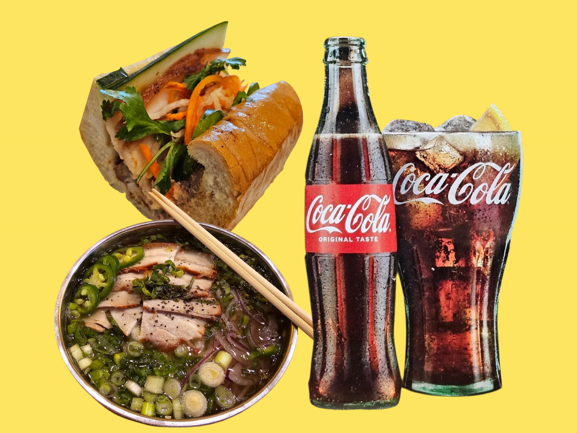 {3 for ME} Half Pho + Half BM + Glass Bottle Drink.