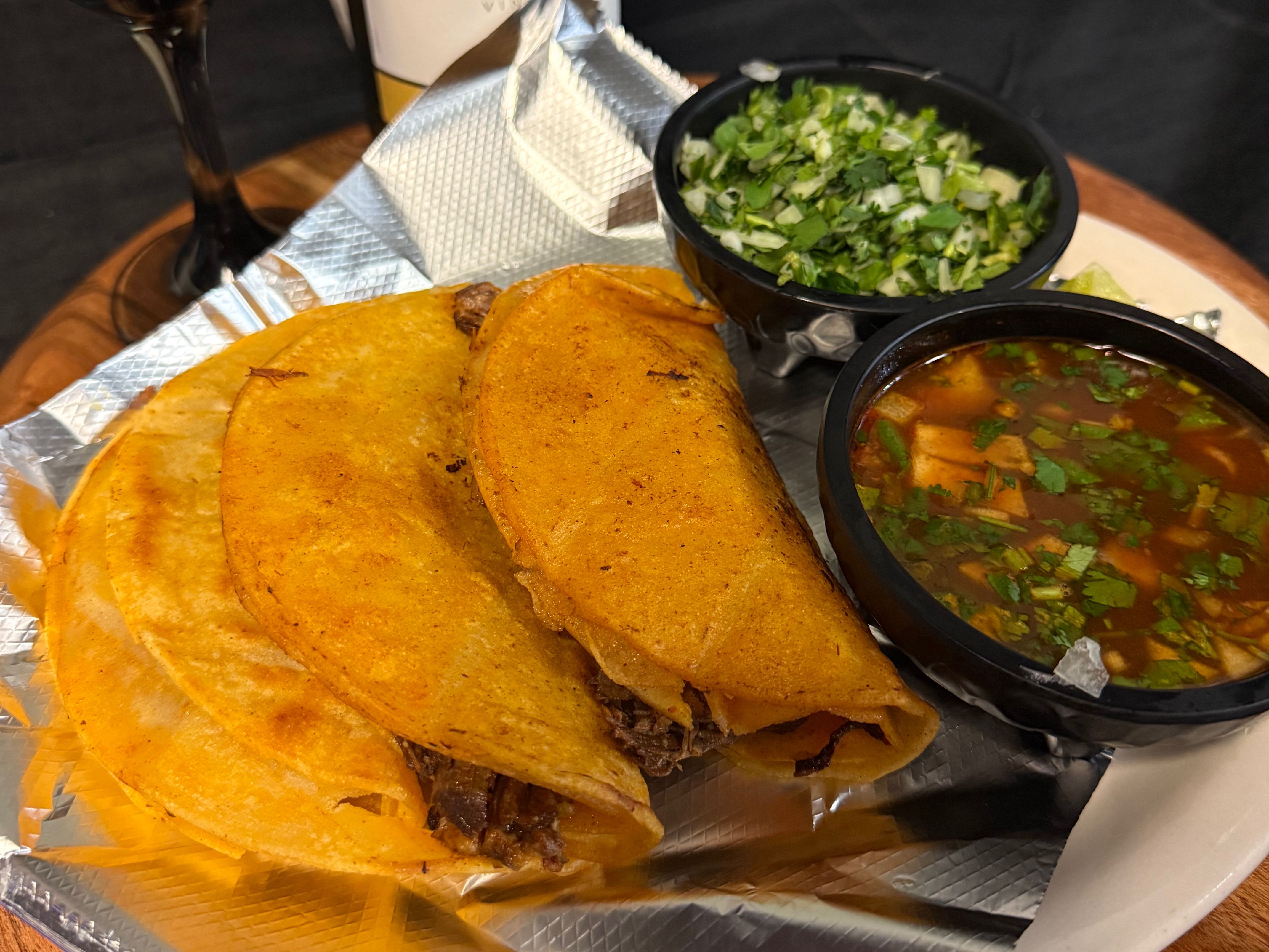 Tacos de Birria Lamb.