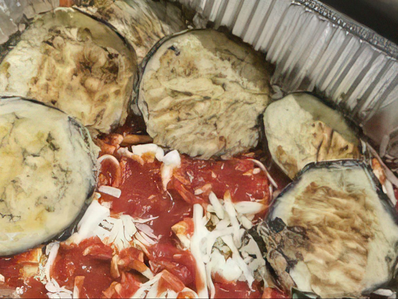 Eggplant Parmigiana Pan Portion.