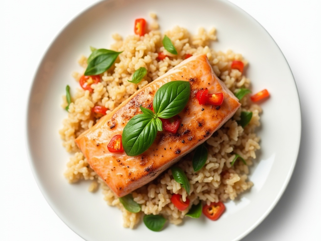 Basil Fried-rice with Salmon**.