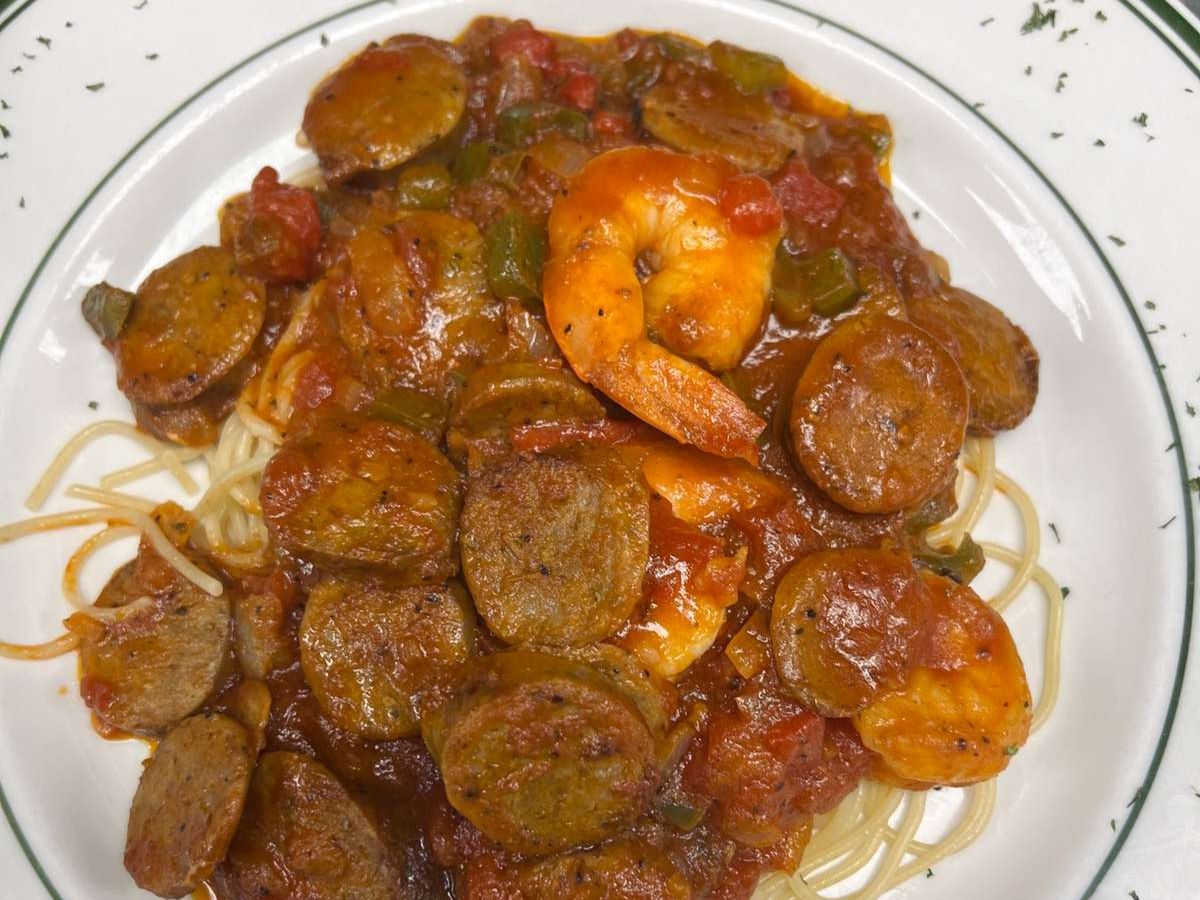 Shrimp and Sausage Arrabiata.