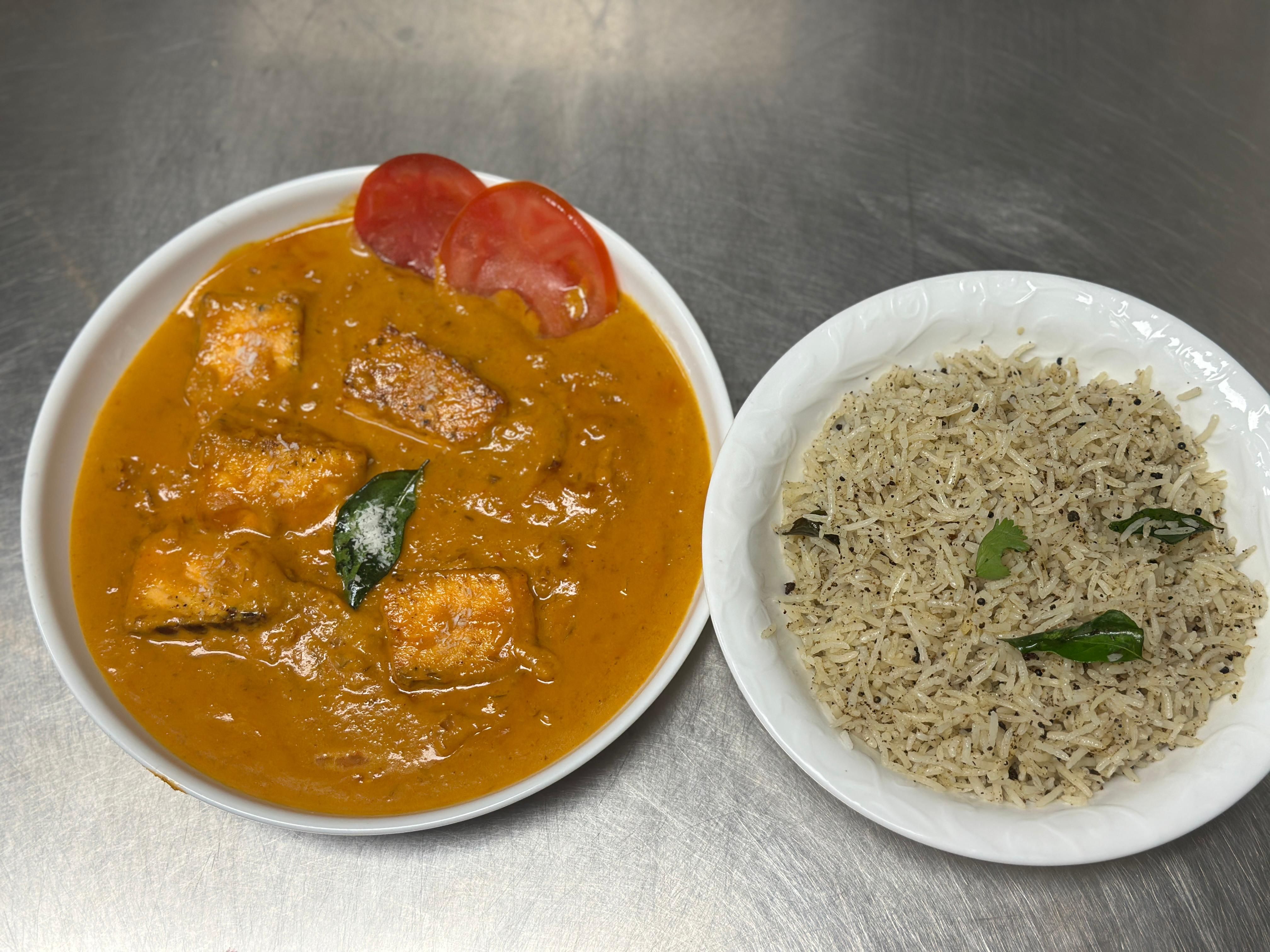 Grilled Salmon Coconut curry.