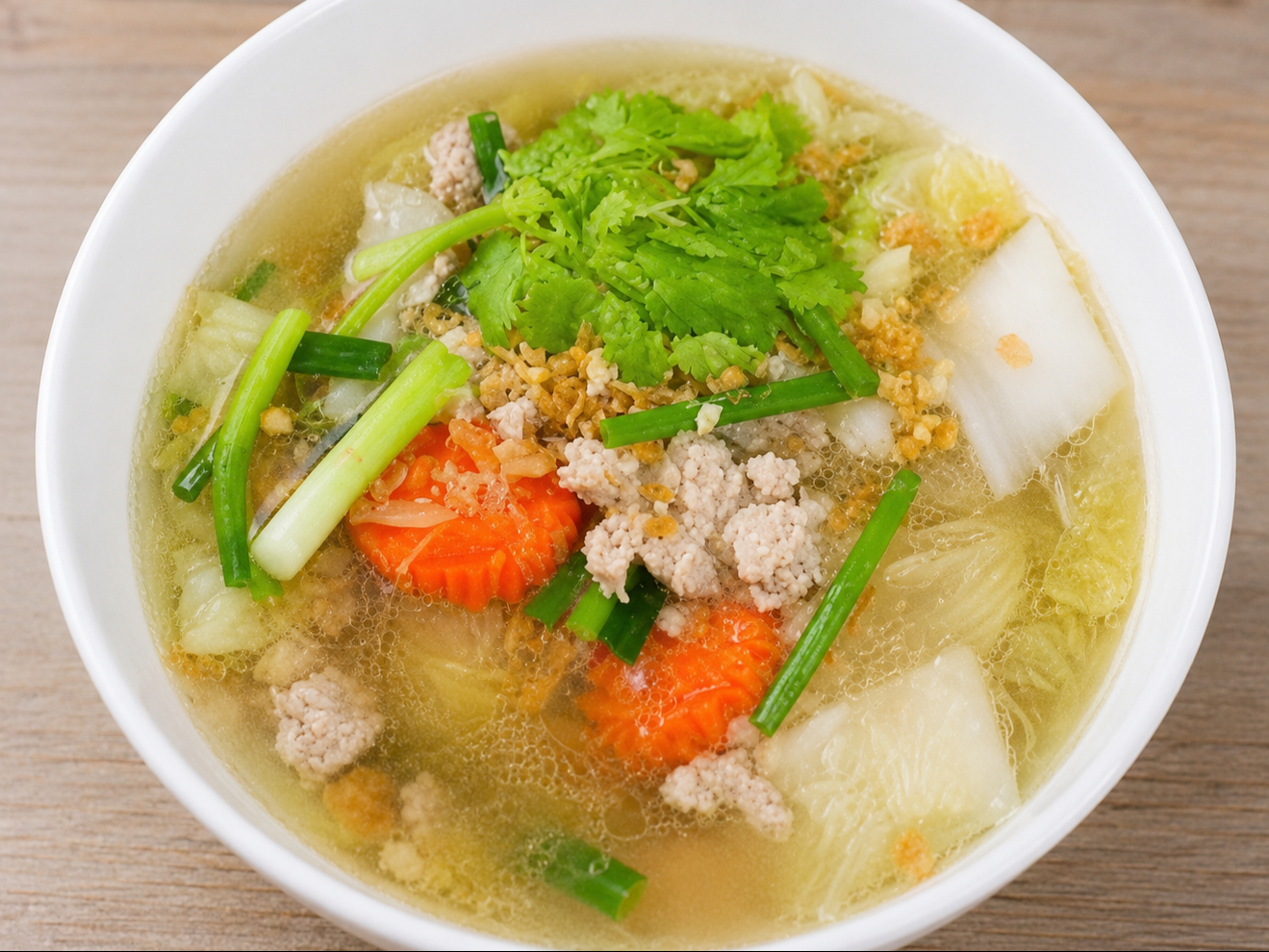 Sm Mixed Veggies in Clear Broth.
