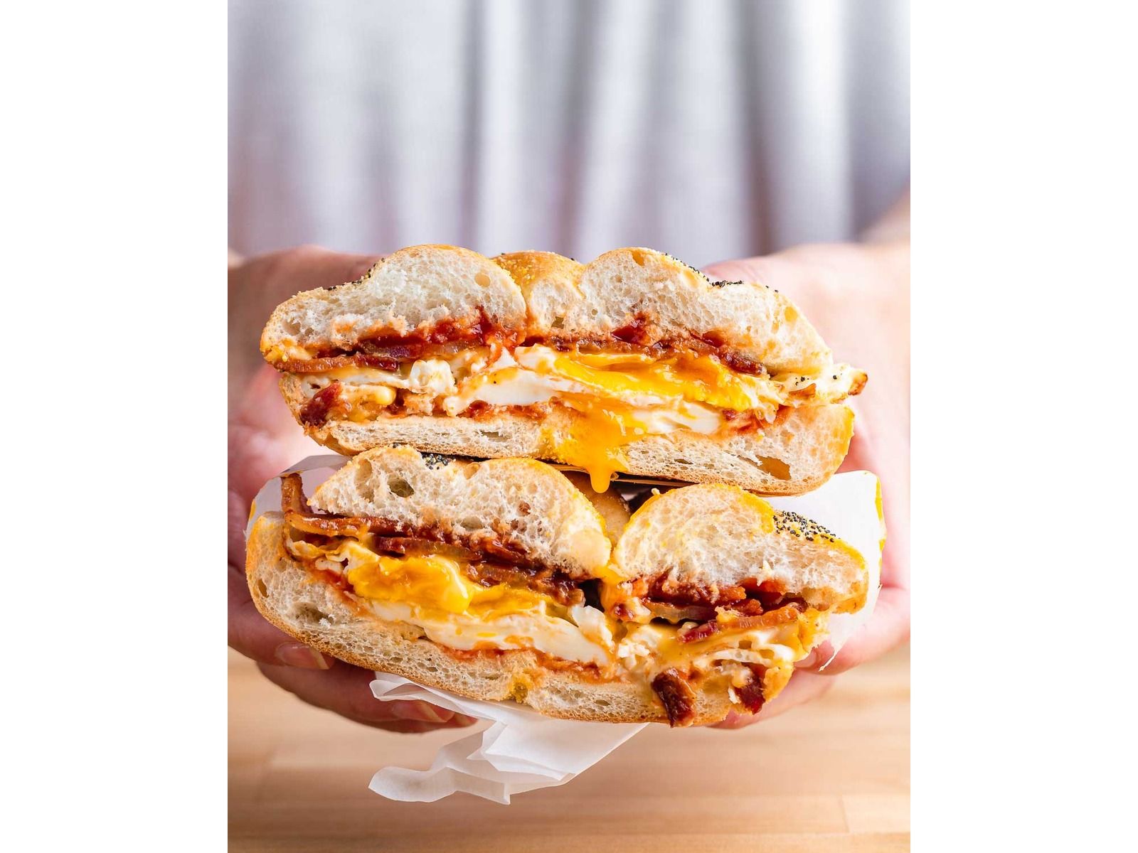 Bacon, egg & cheese on a roll.