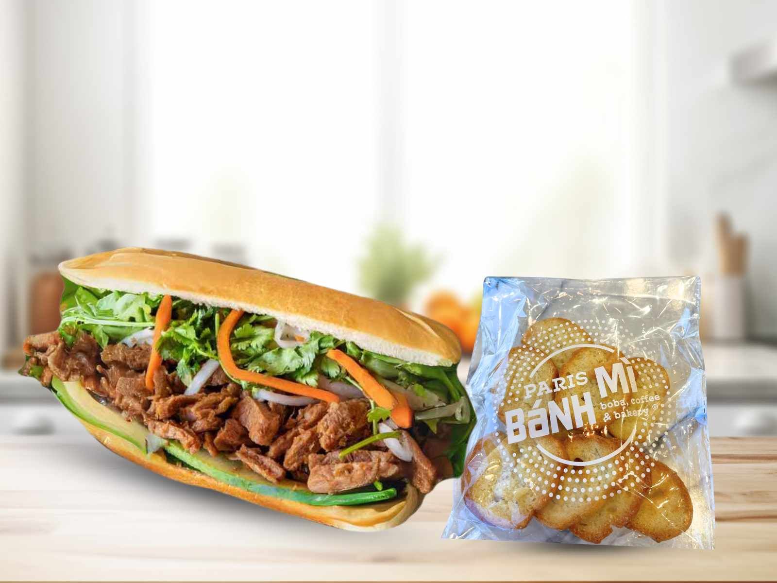 Banh Mi /w Chips Entree Vegetarian / Bánh Mì Chay.