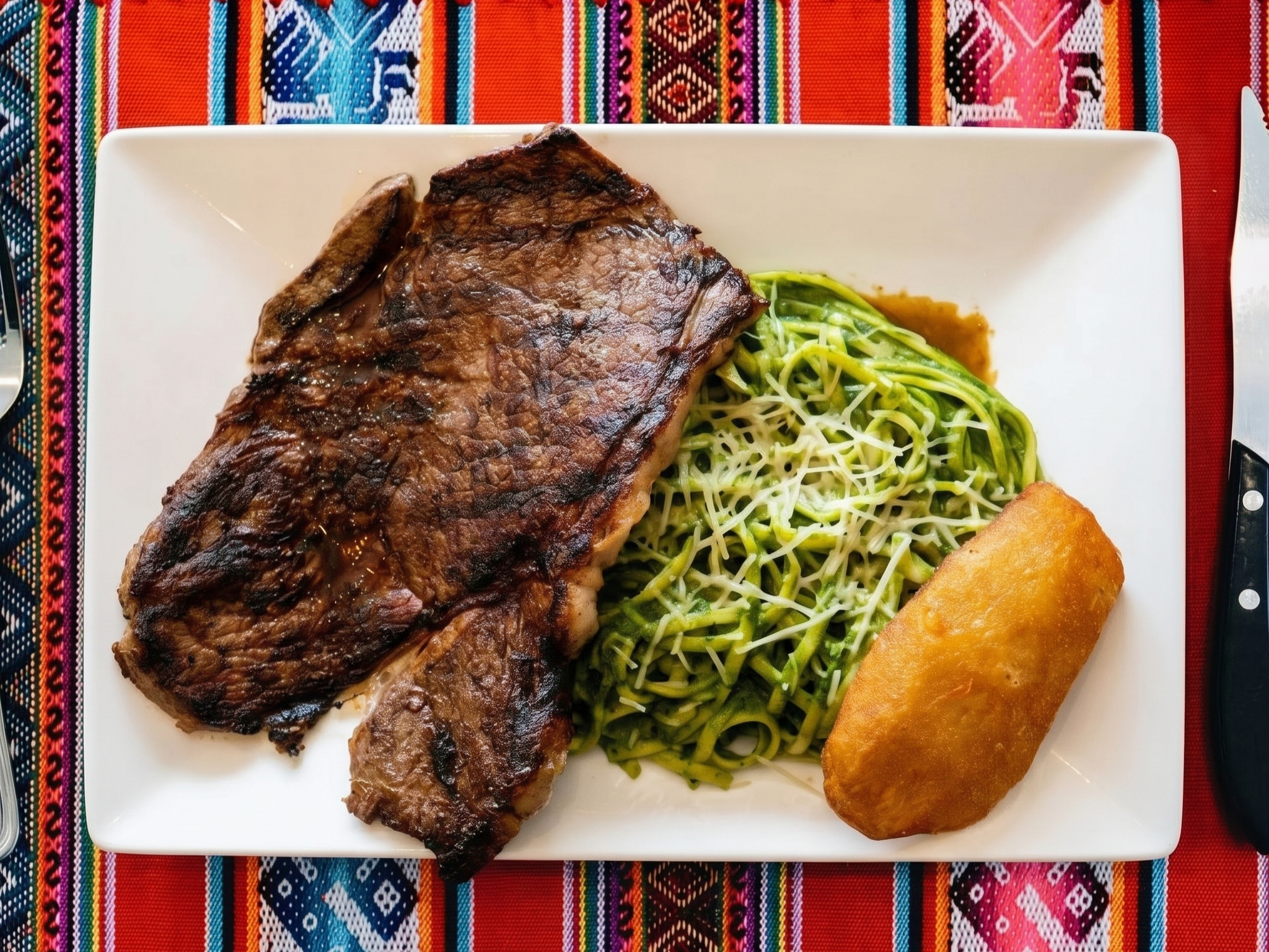 Tallarin Verde Con Bistec.