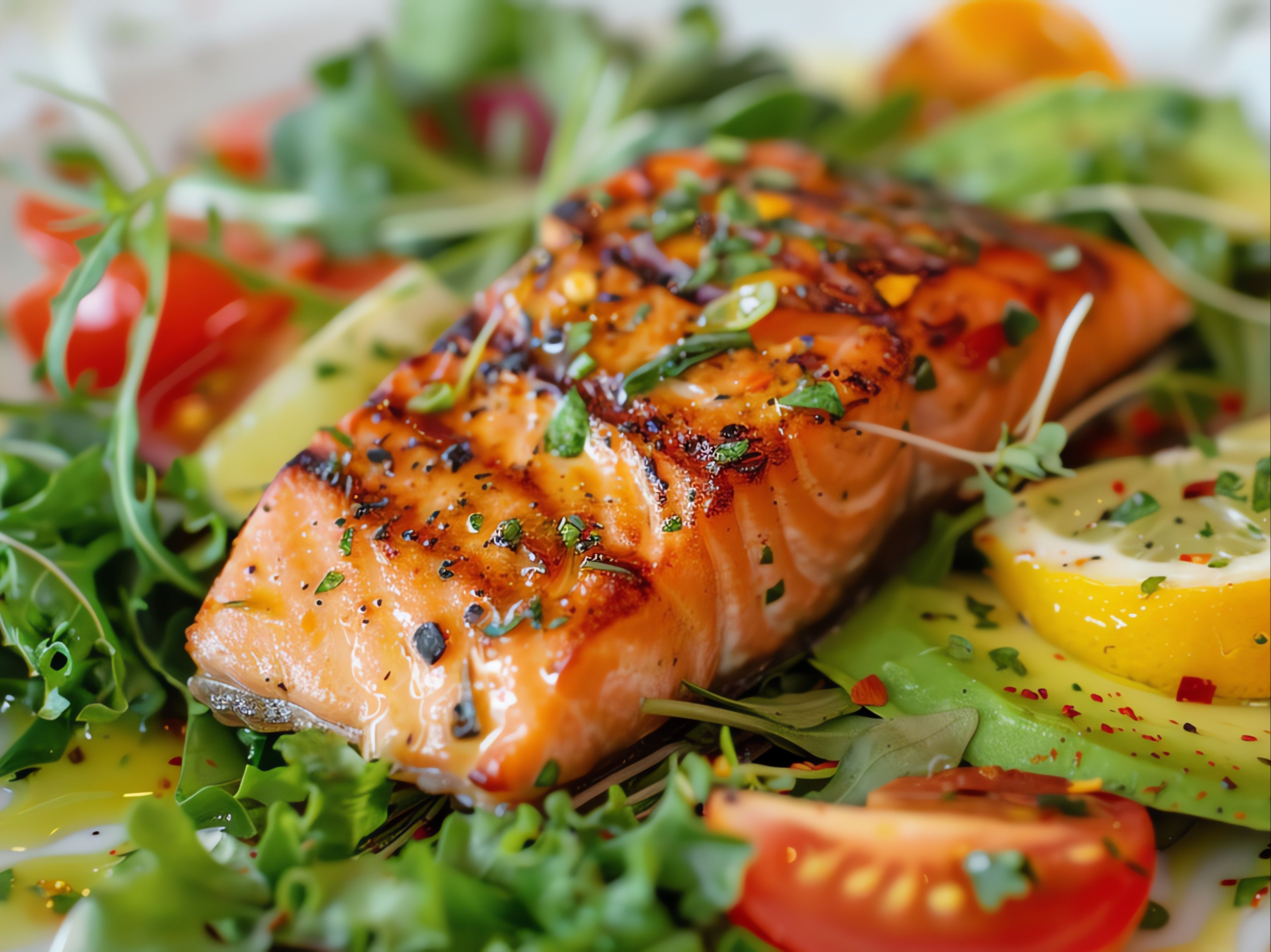 Grilled Salmon Salad.