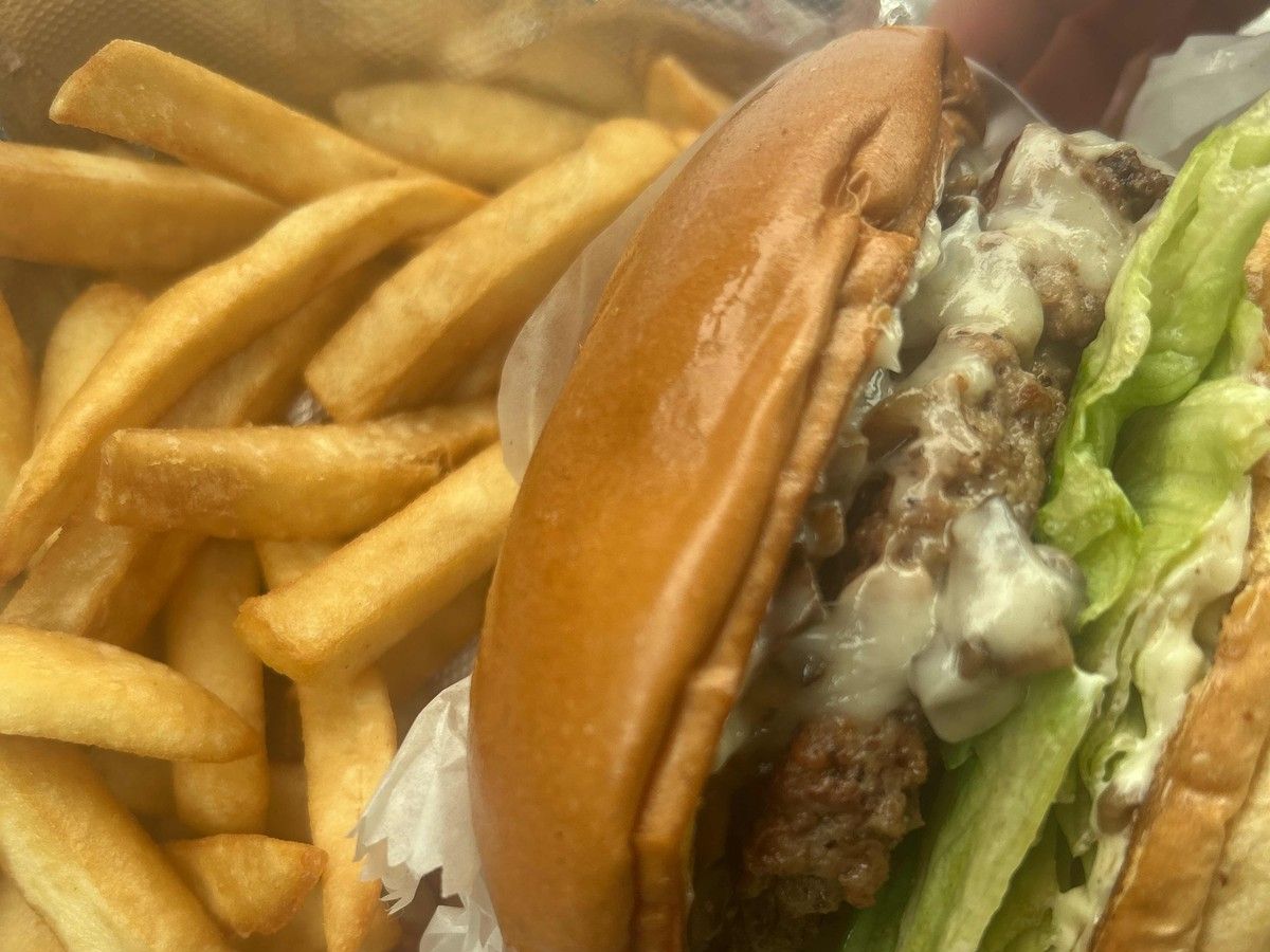 Mushroom Swiss Burger.