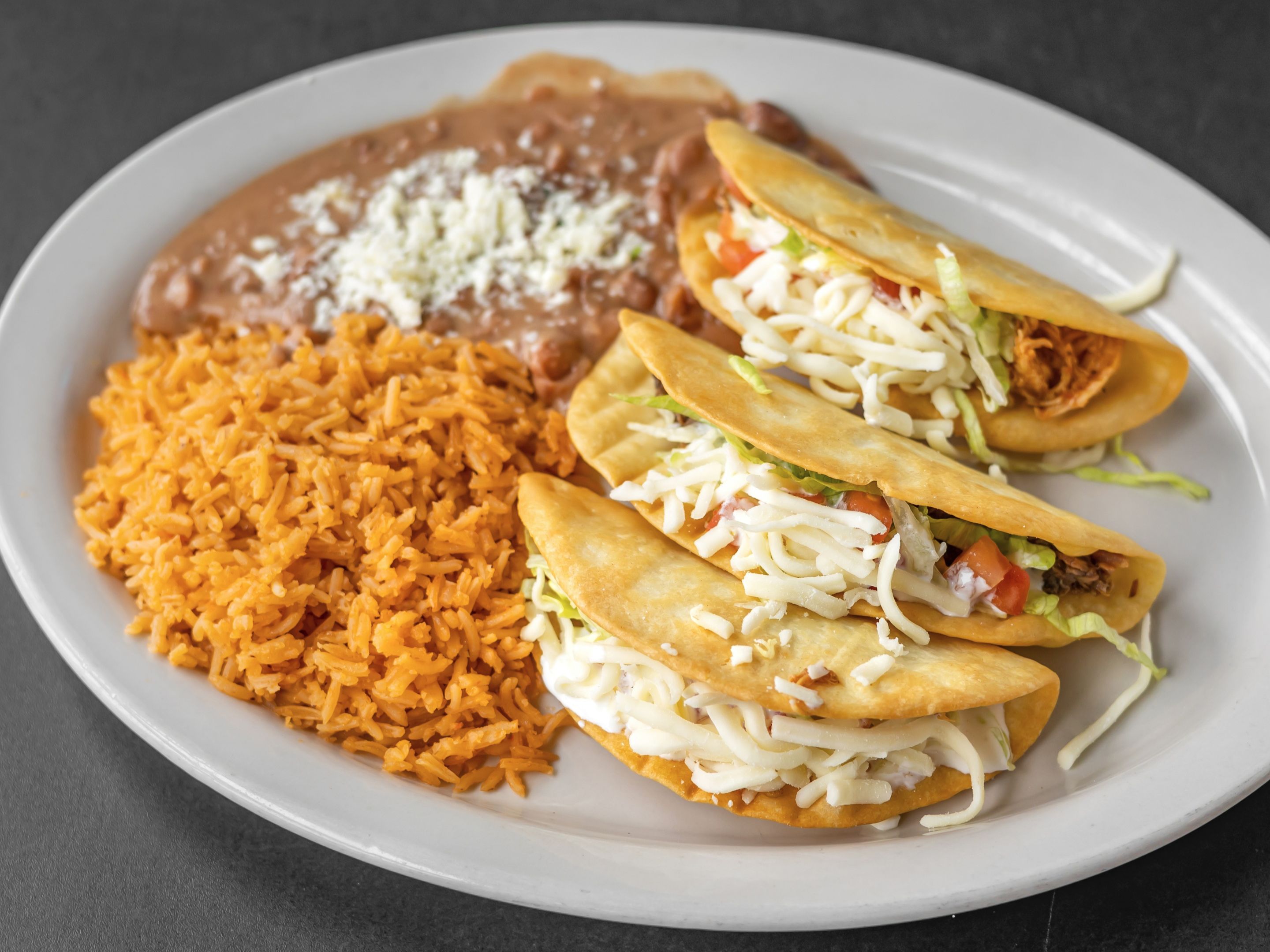 Fried Flour Taco Platter.