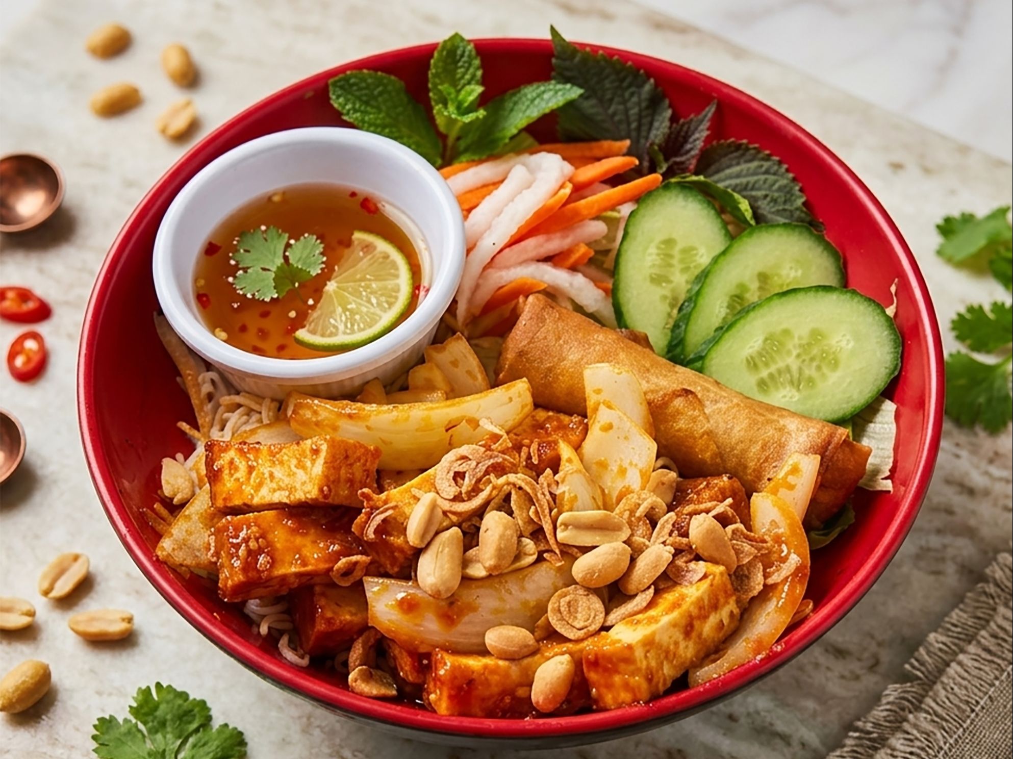 V8. Caramelized Tofu Vermicelli Salad.