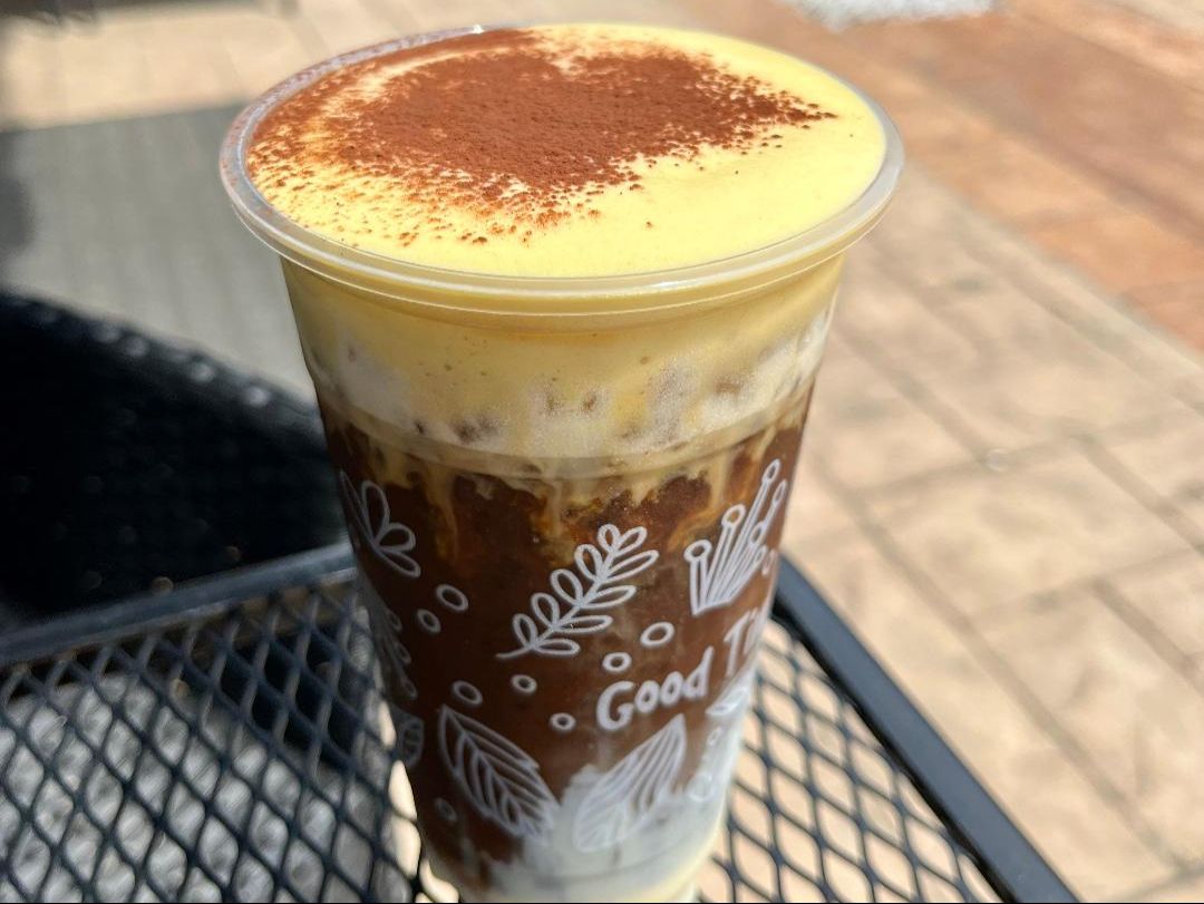 25V5. ICED EGG-YOLK COFFEE**Contains Caffeine** - CÀ PHÊ TRỨNG.