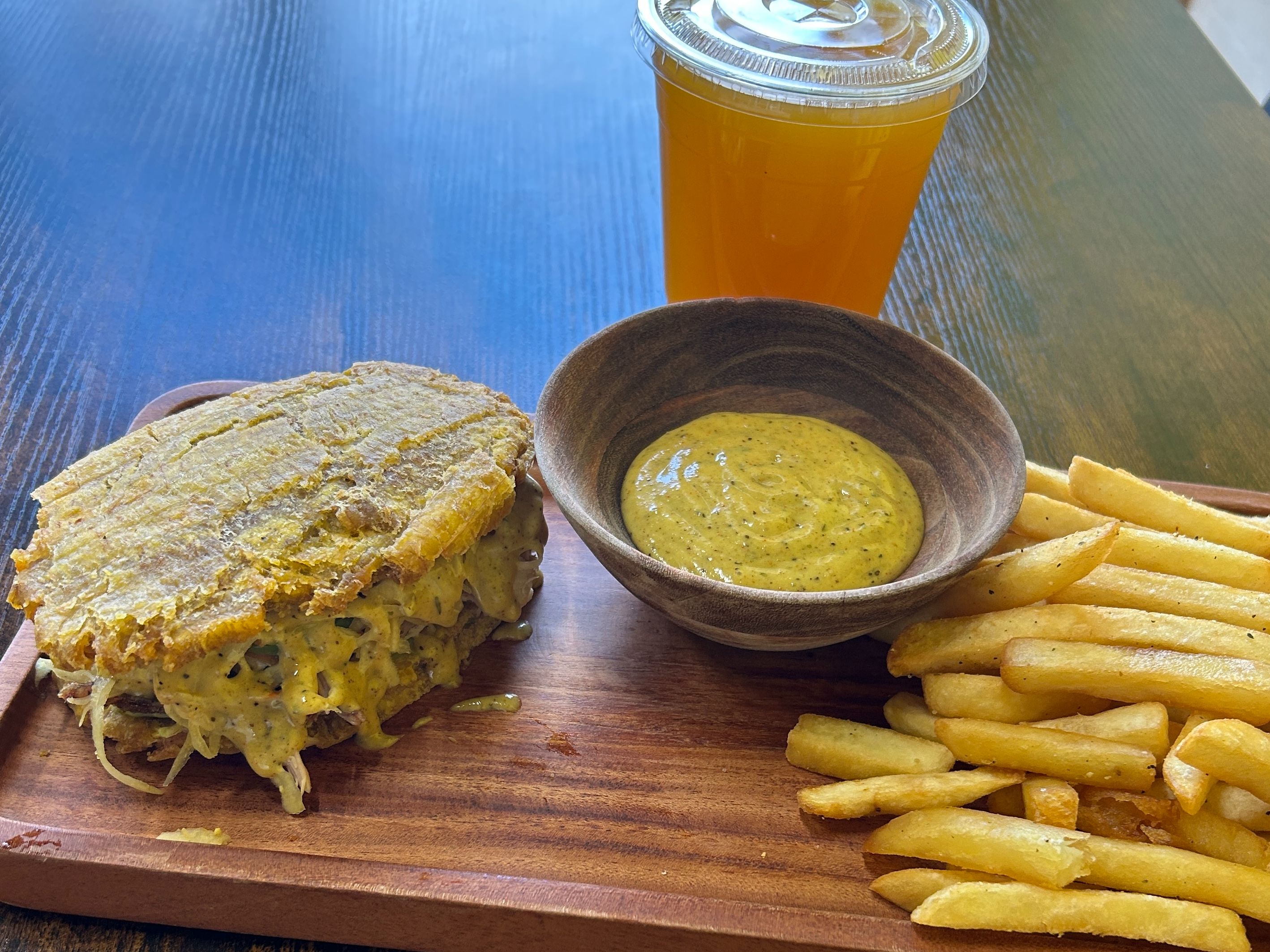 Combo Fried Pork Plantain Sandwich.