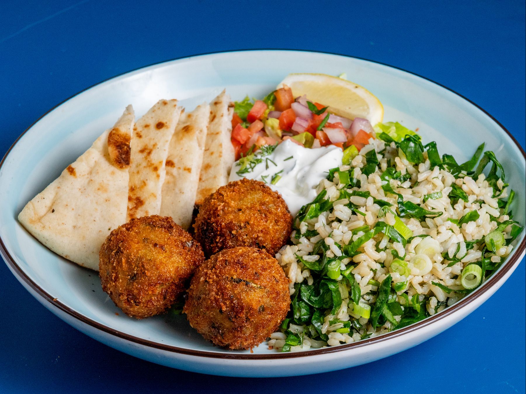 Zucchini Feta Fritters Plate.