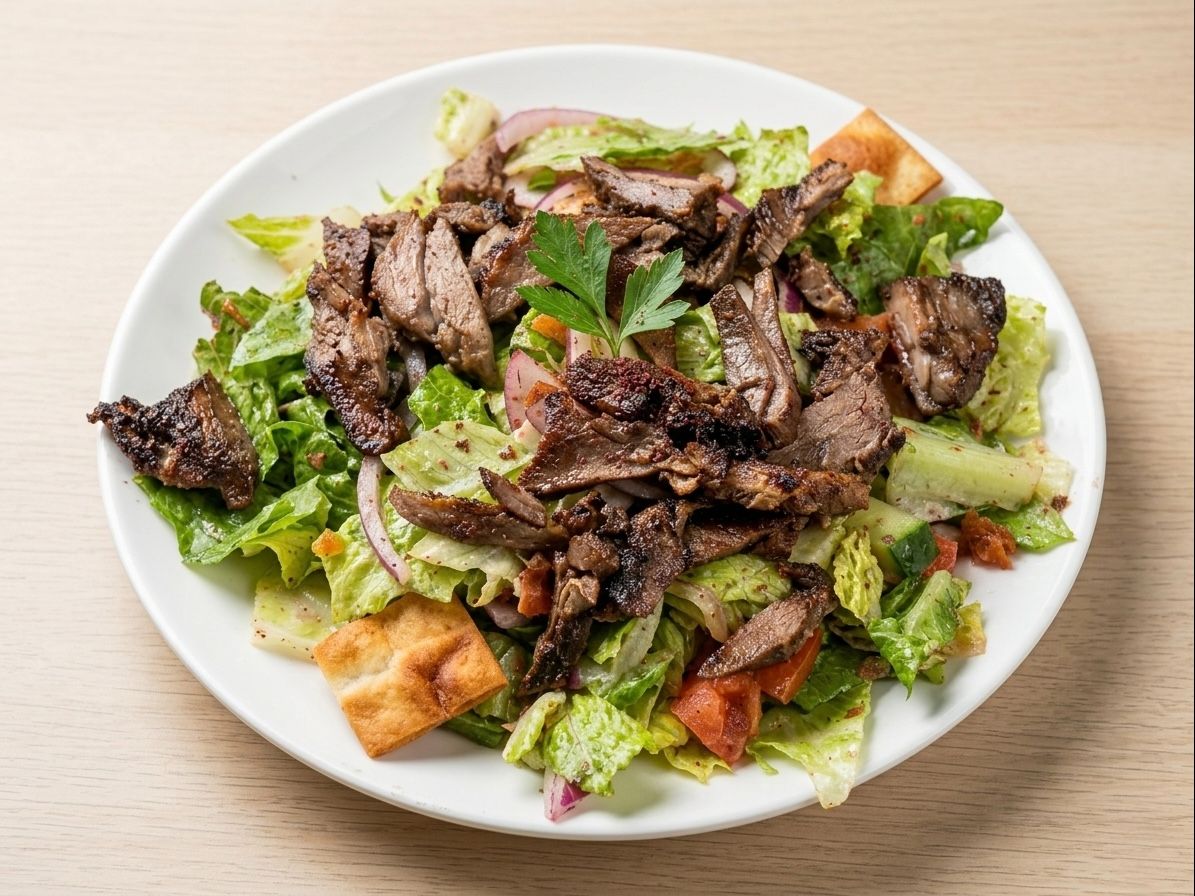 Fattoush with Meat Shawarma.