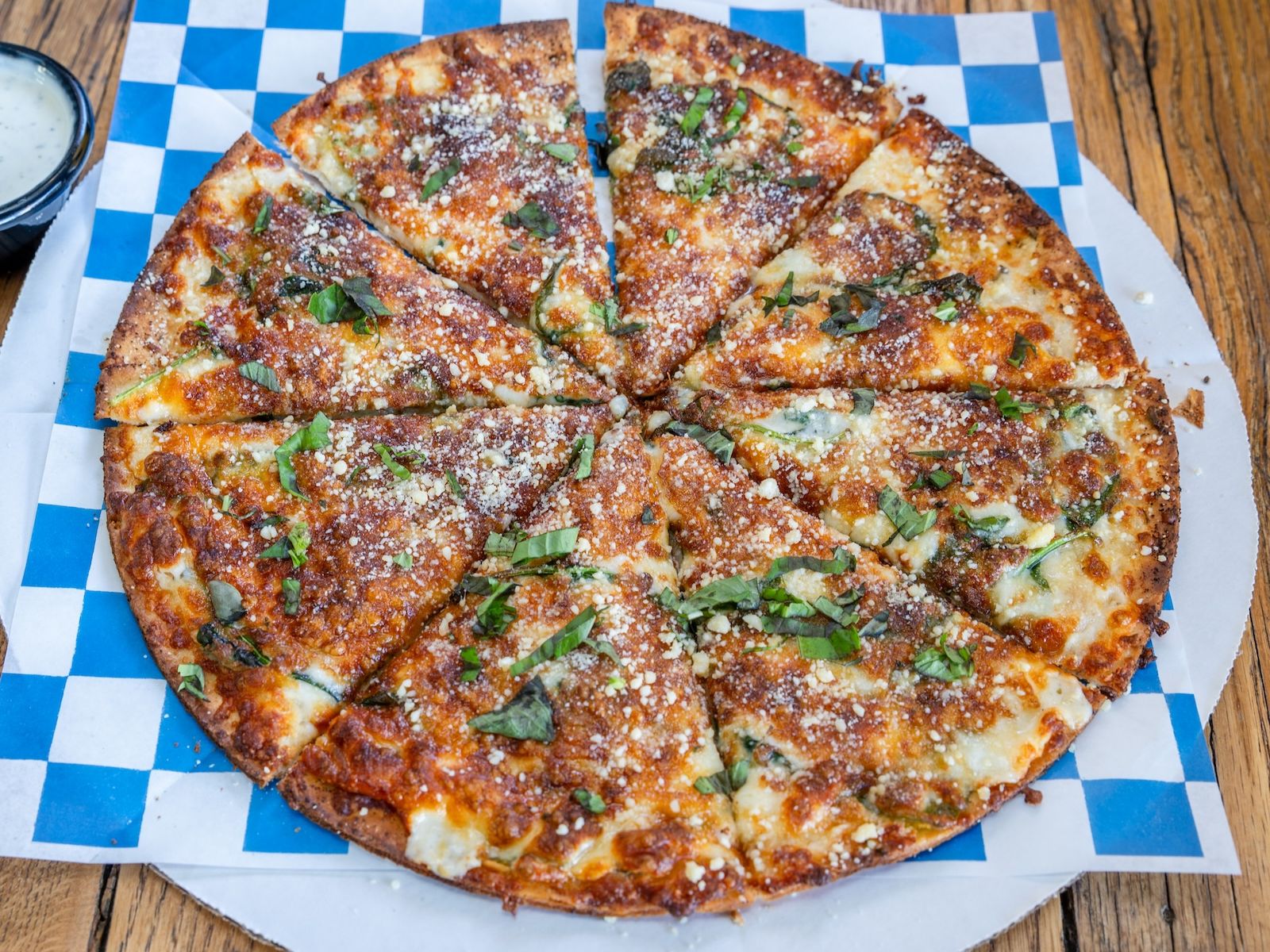 Spinach Alfredo Pizza.