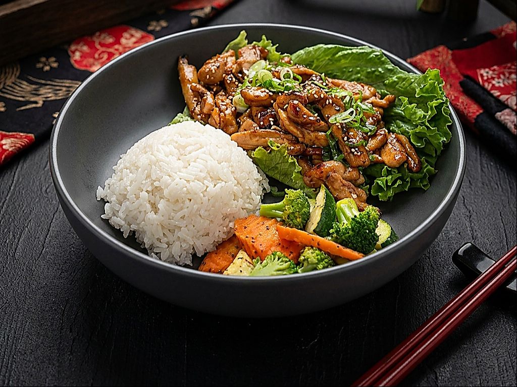 Chicken Teriyaki with Nigiri.