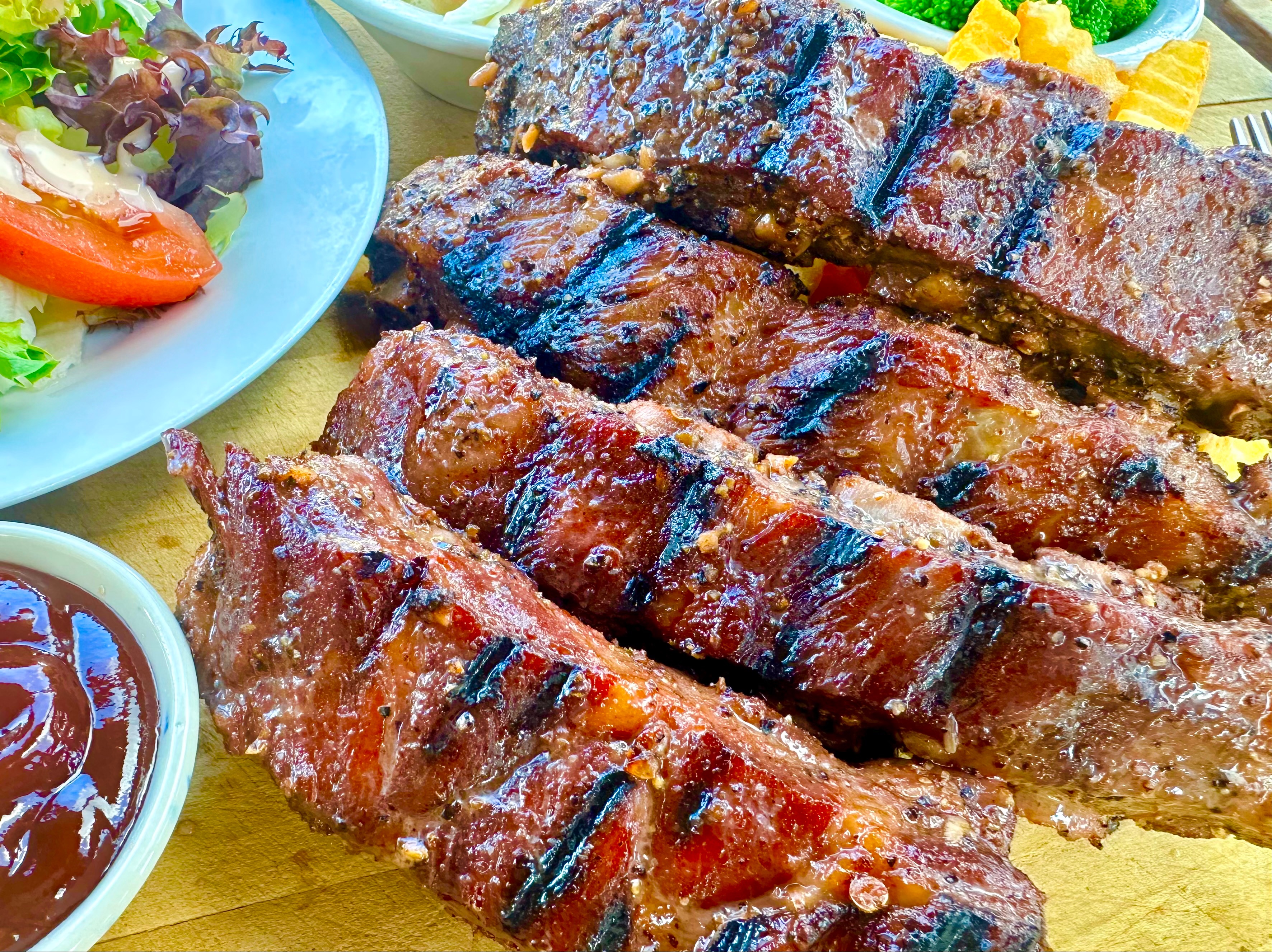 Thai BBQ baby back ribs (1 lbs.) กระดูกอ่อนลมควัน.