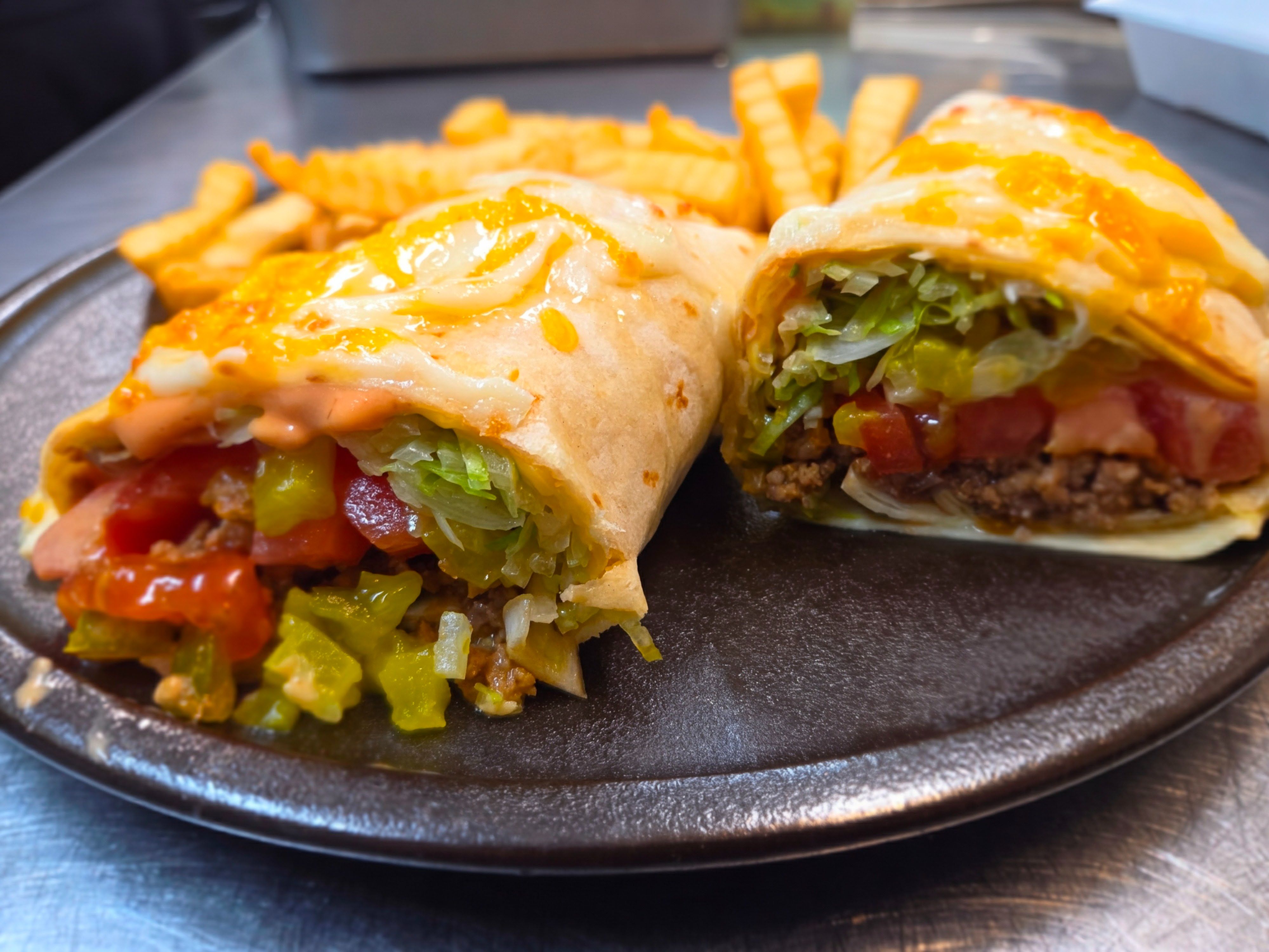 Big  Mac Wrap With Ground Hamburger, Lettuce , Tomato, Cheese, Pickle, Onion And Burger Sauce