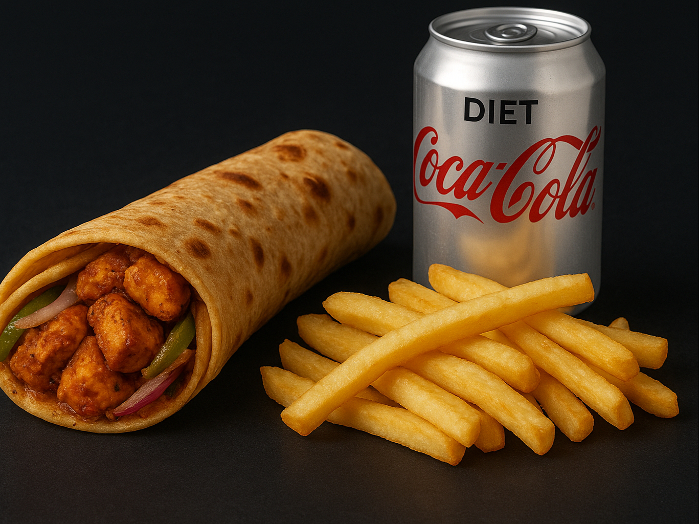 Achari Chicken Roll Meal.