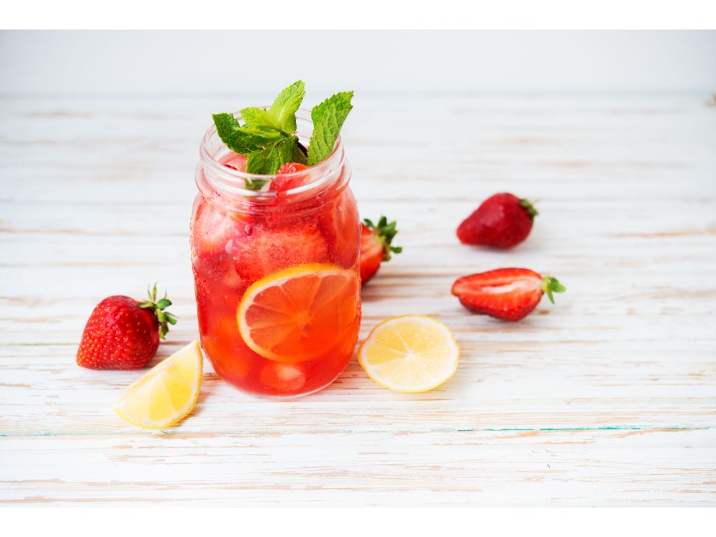 # Strawberry Mint Lemonade.