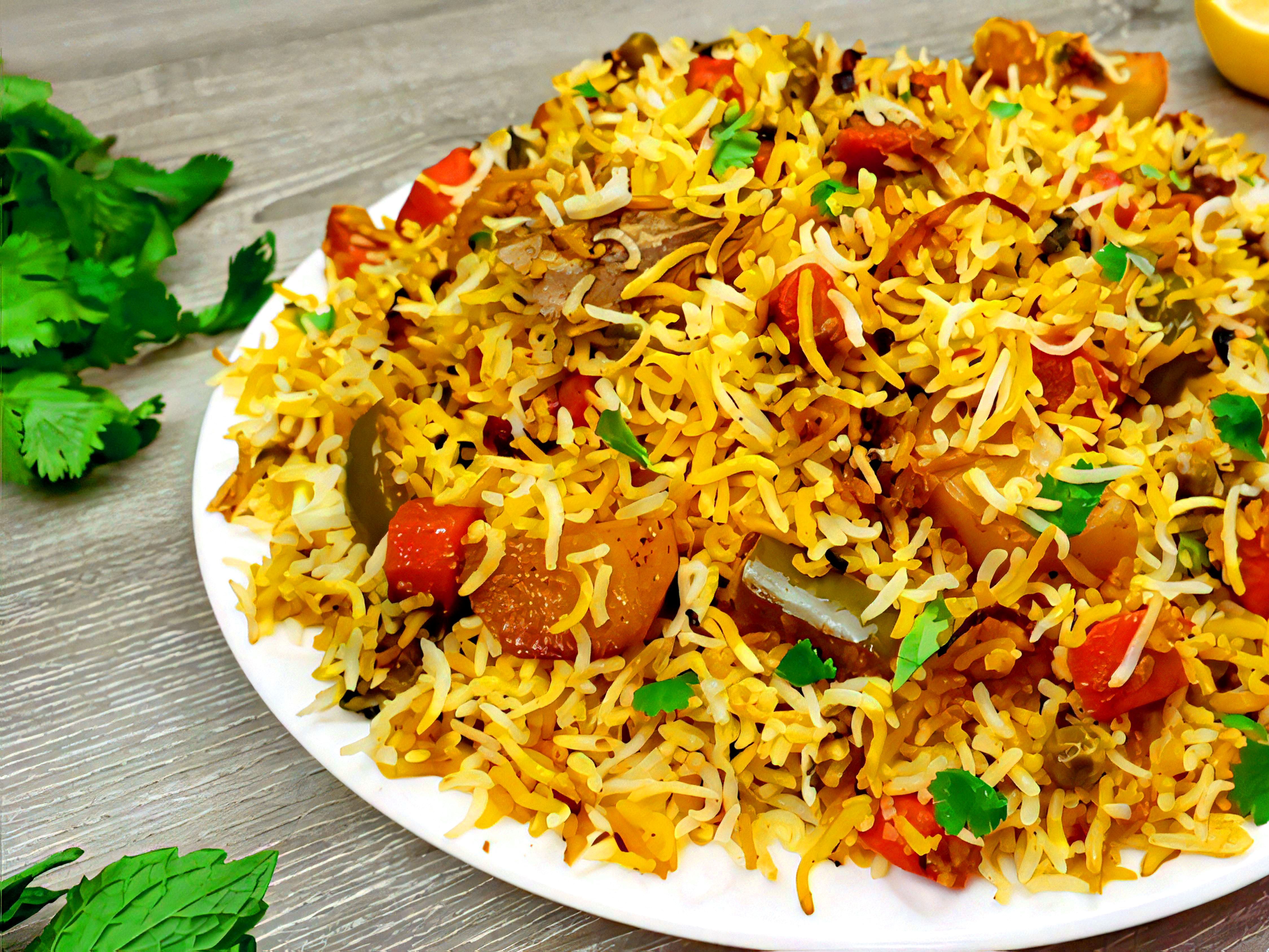 Vegetable Dum Biryani.