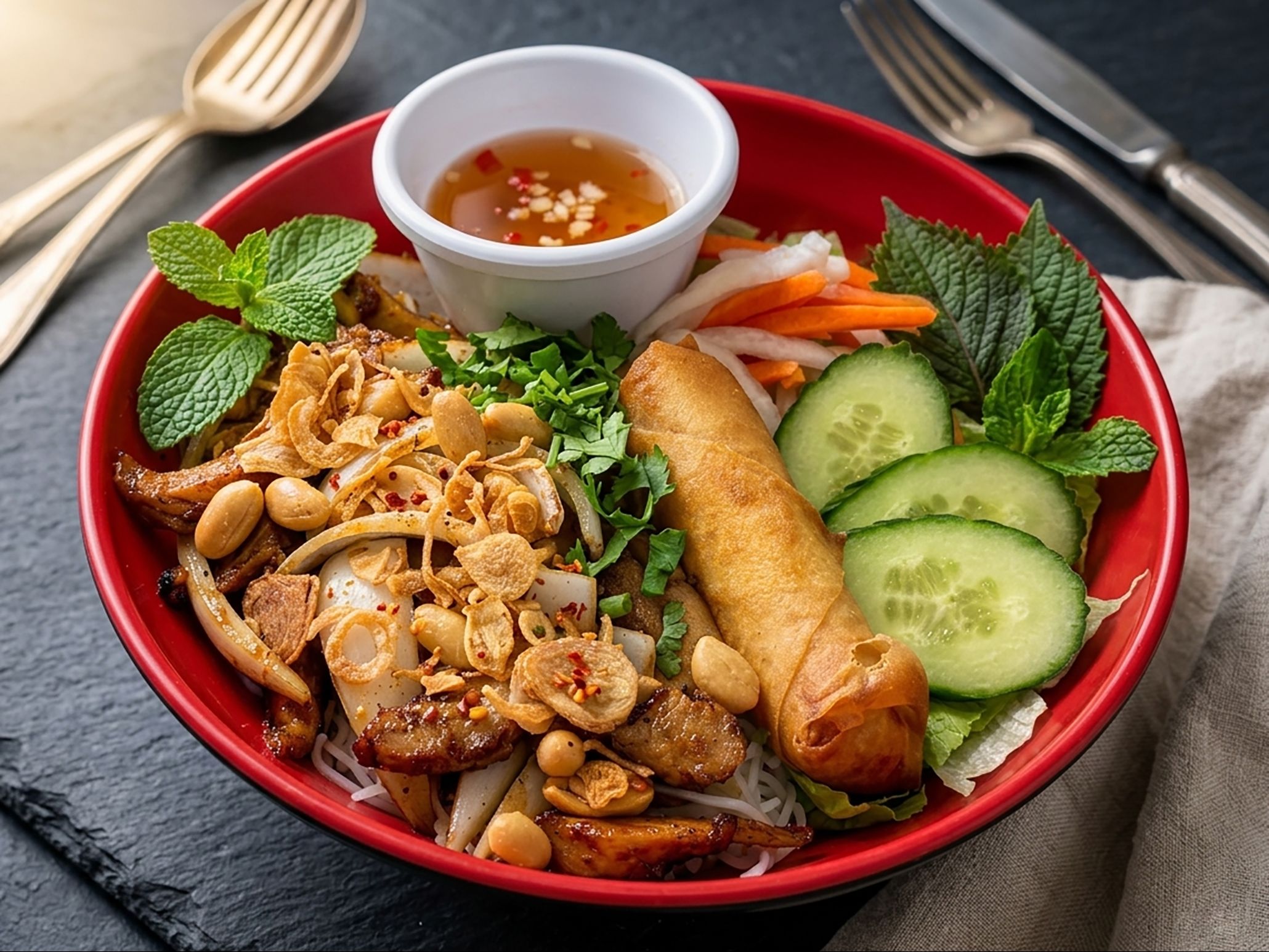 V7. Caramelized Ginger Chicken Vermicelli Salad.