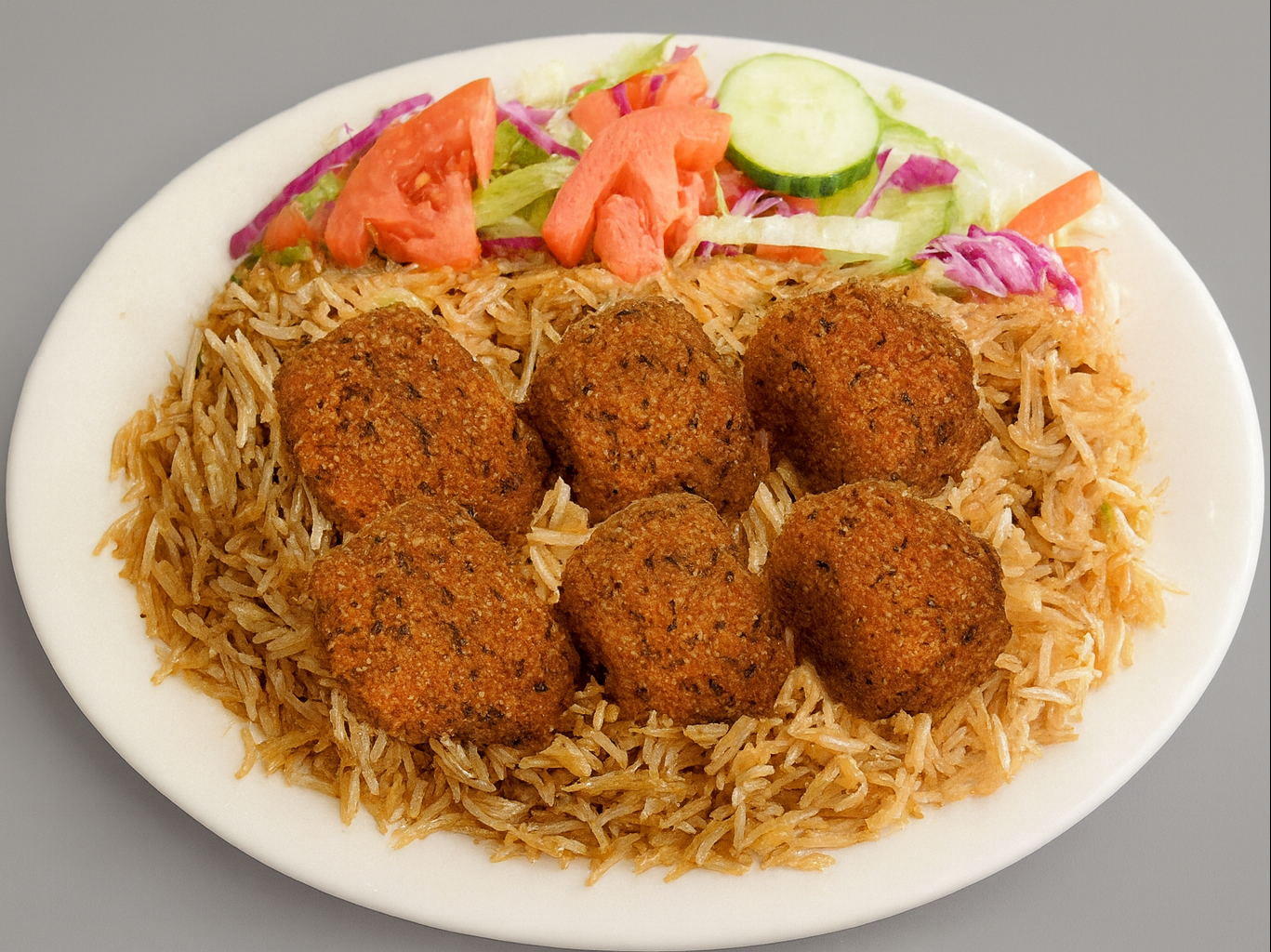 #21 6 PCS Falafel Over Rice.