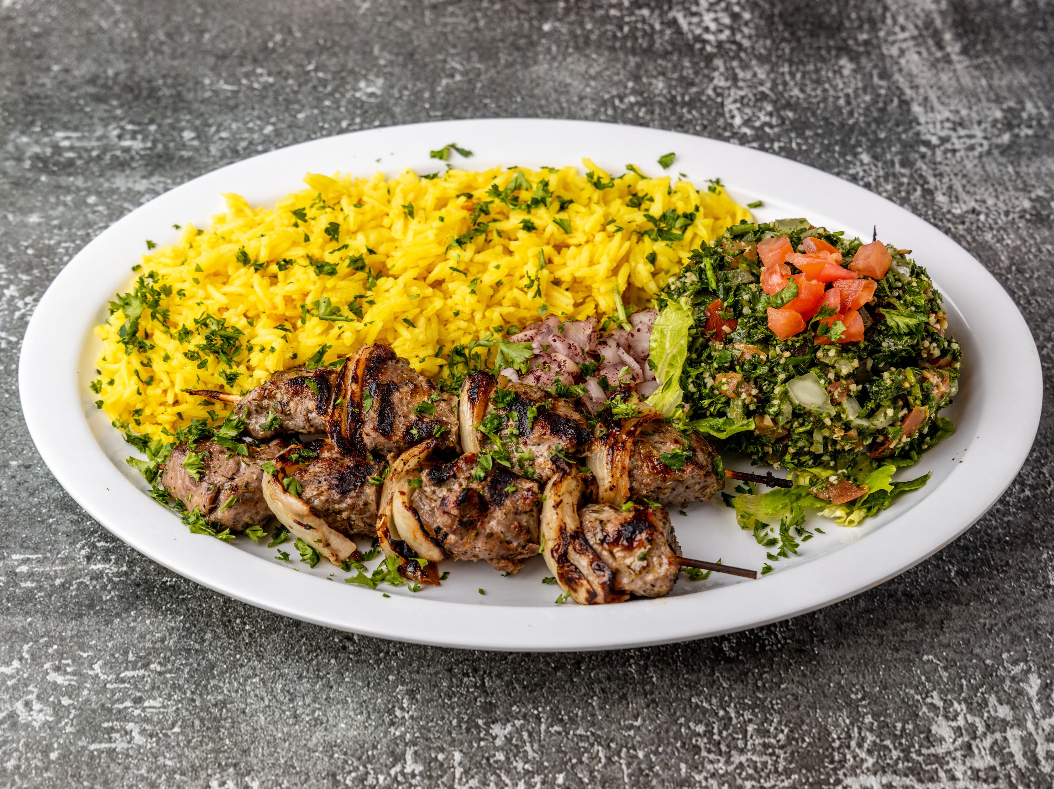 Lamb Kabob Platter.
