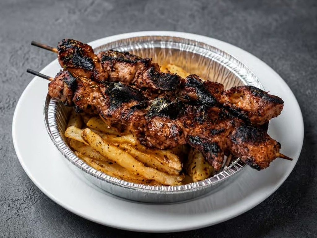 Pork Souvlaki Platter.