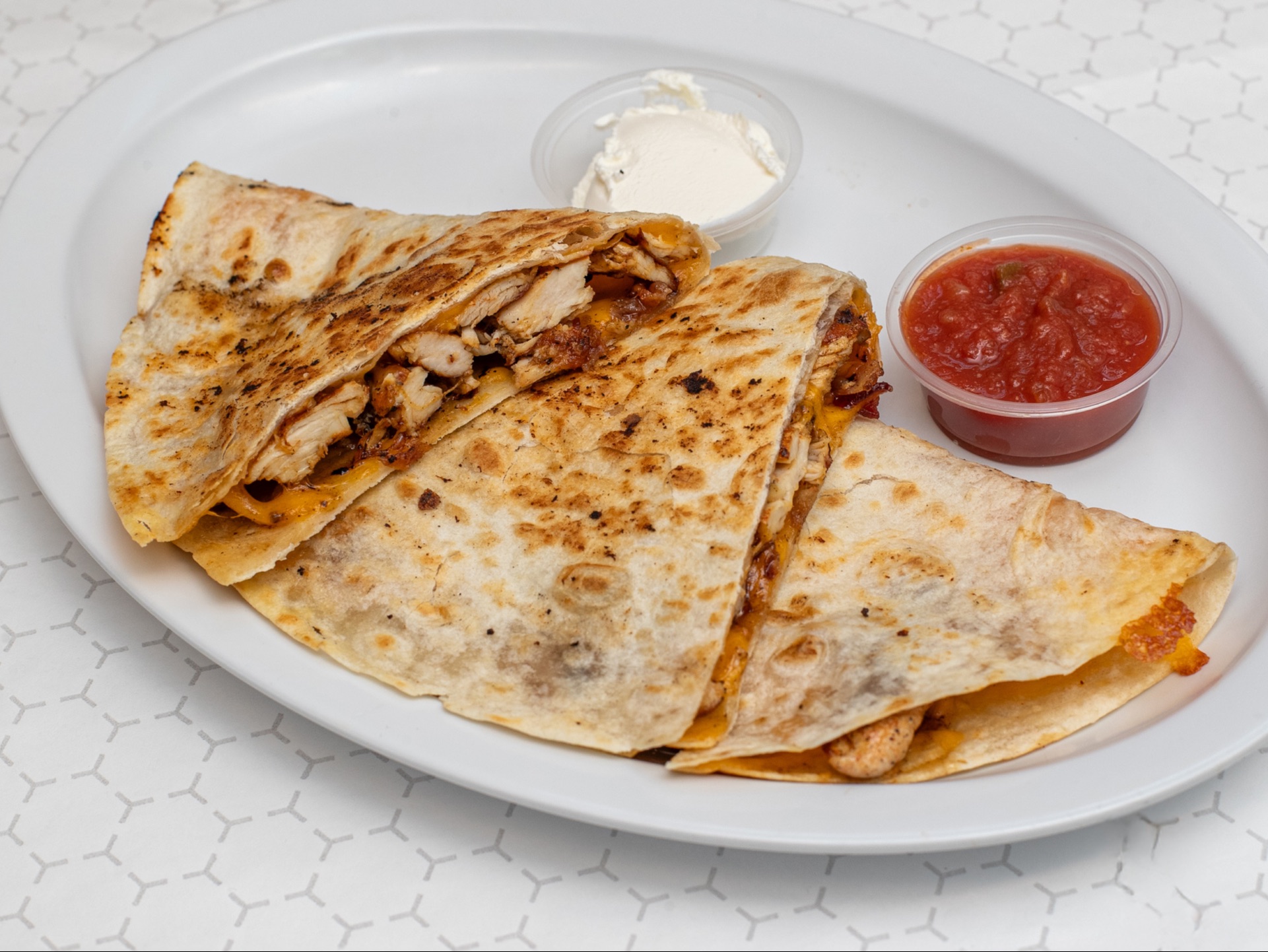 Chicken Cheddar Quesadilla.
