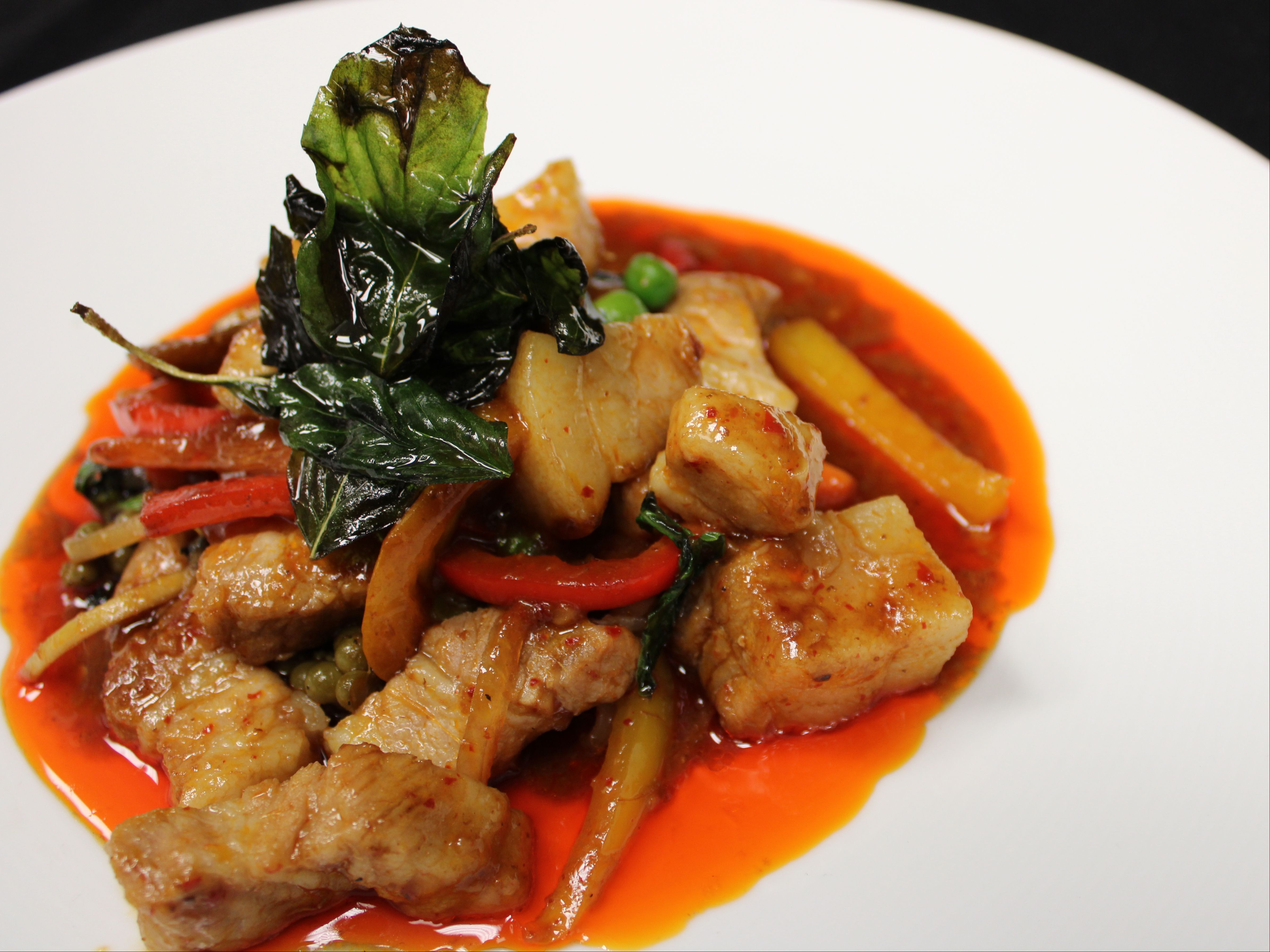 Pad Phet Pork belly.