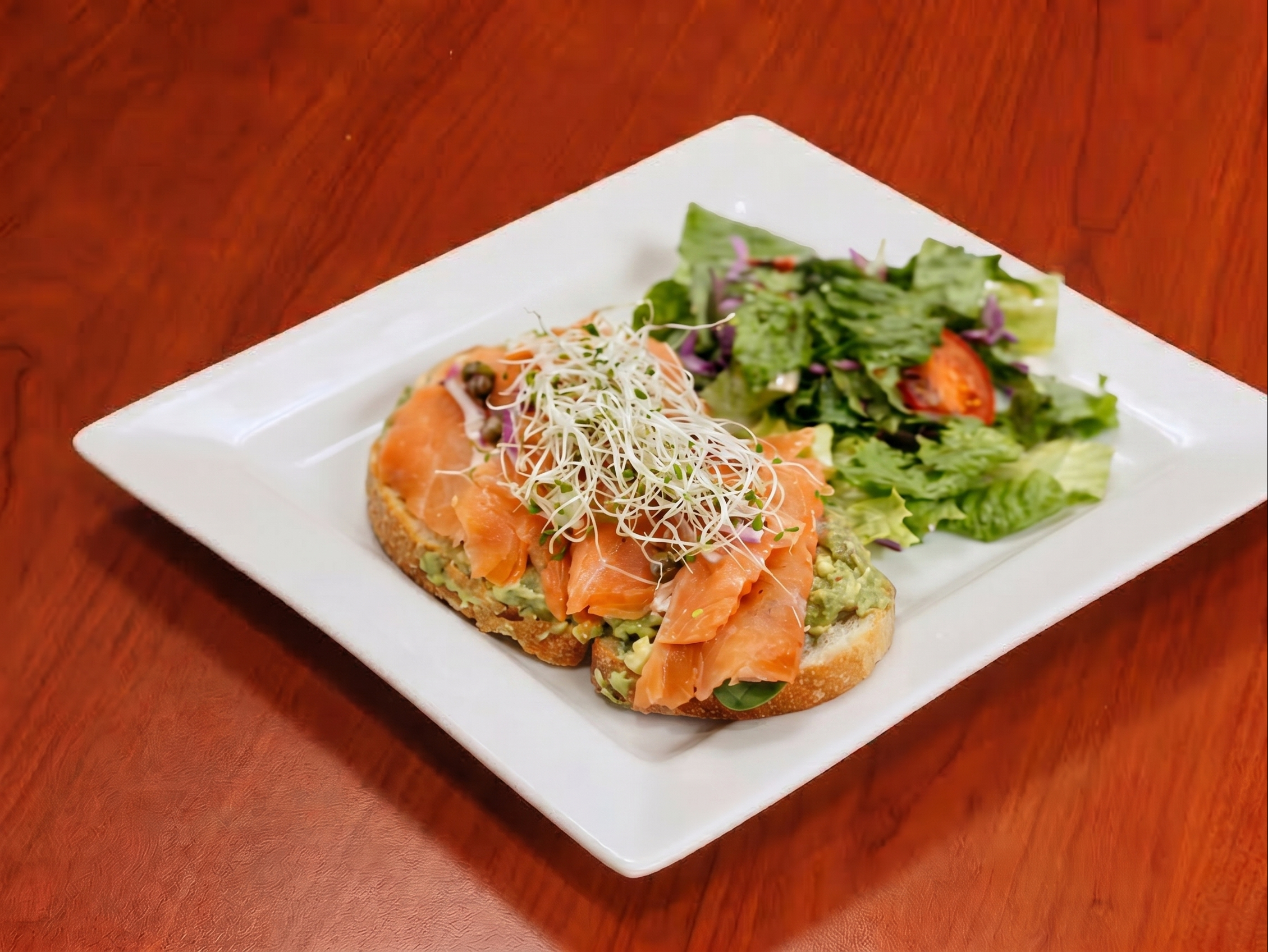 Smoked Salmon With Avocado Spread Toast.
