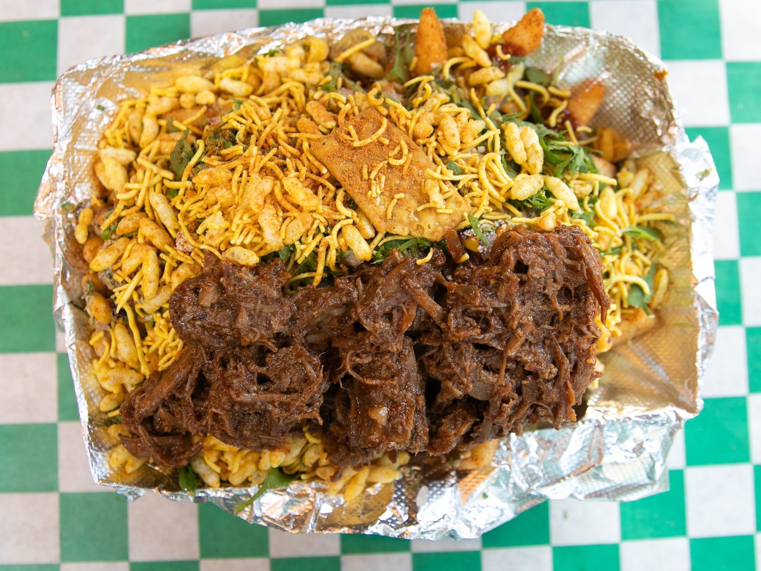 Bihari Barbacoa Elotes Loaded Fries.