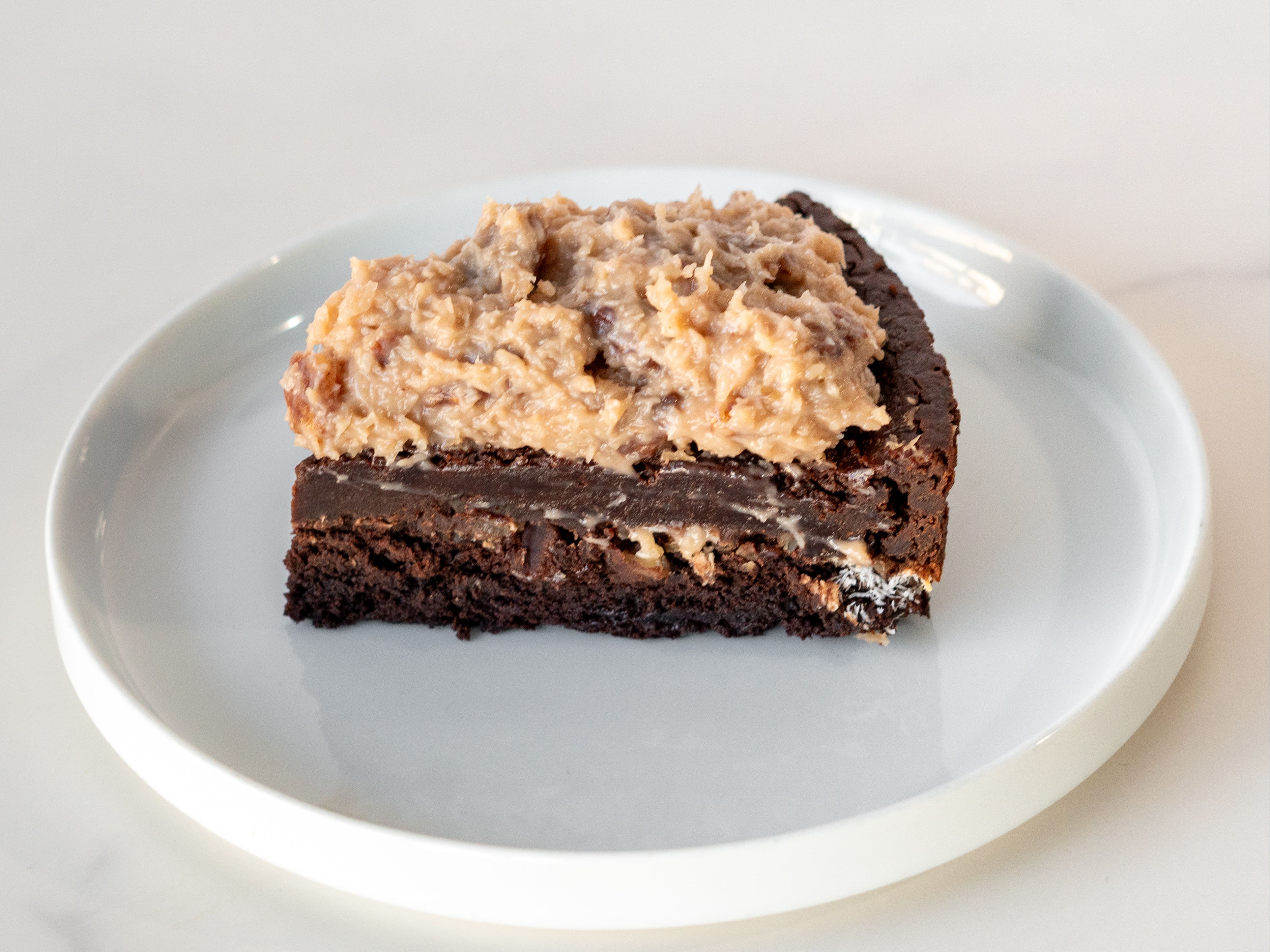 German Chocolate Cheesecake Slice.