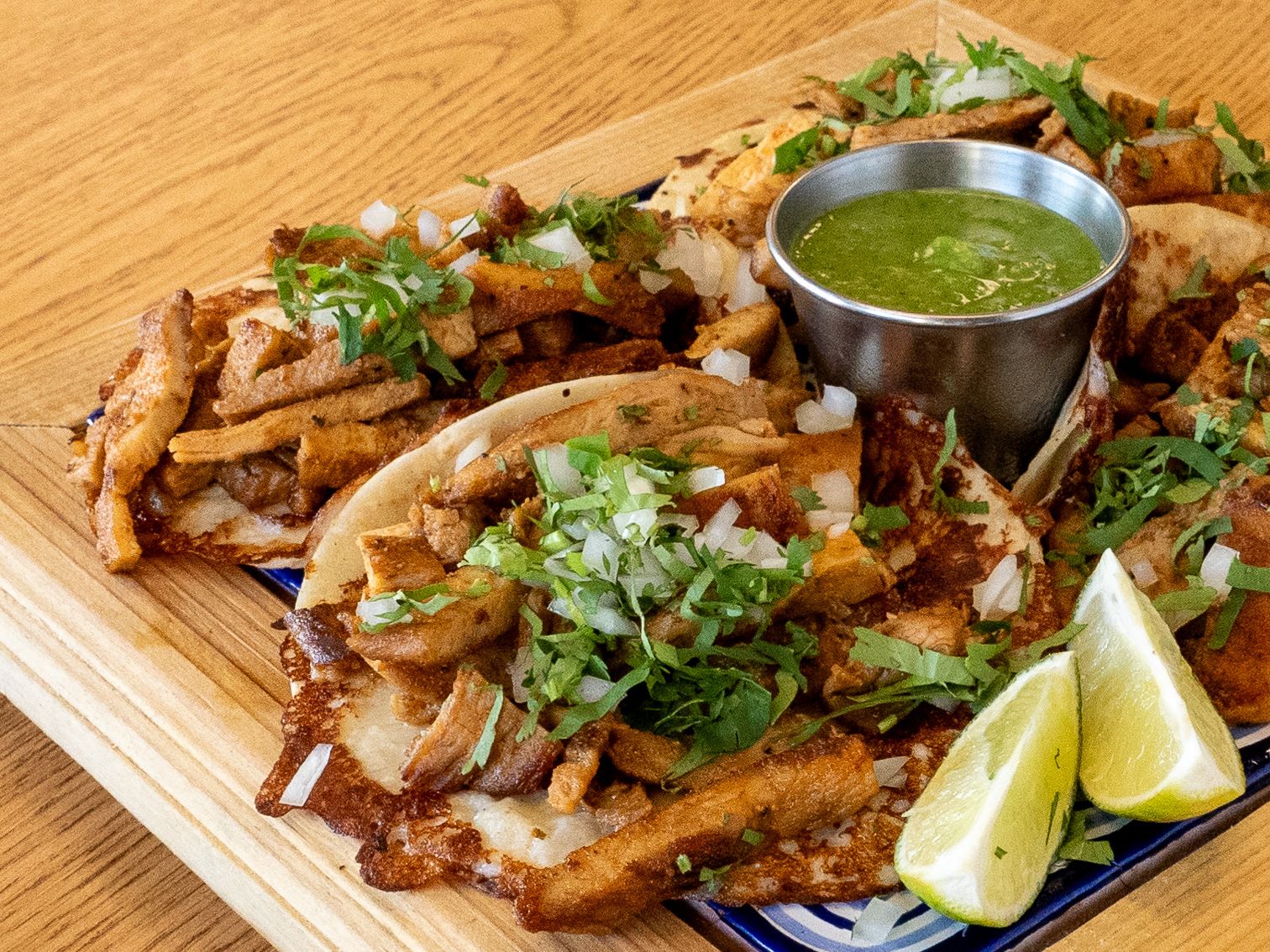 Chicken BBQ Tacos al Queso.