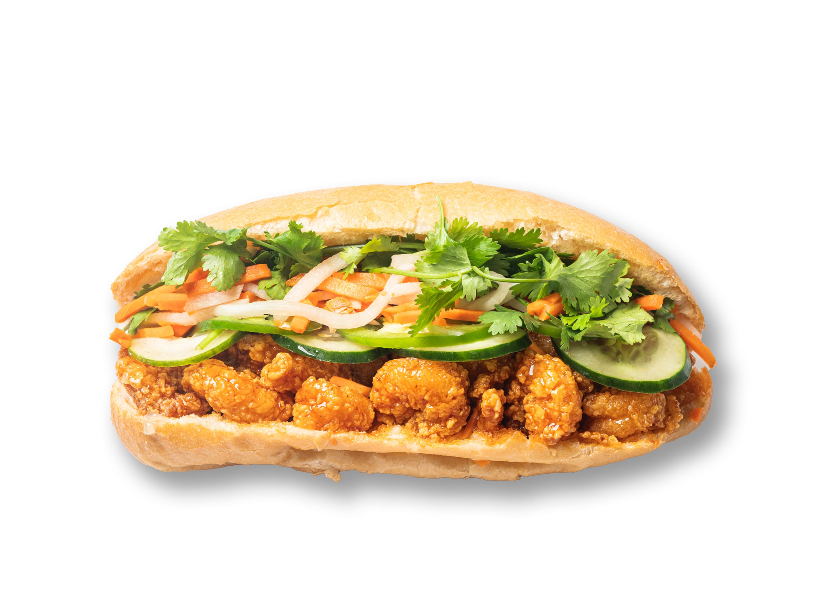 Honey Sriracha Shrimp Banh Mi.
