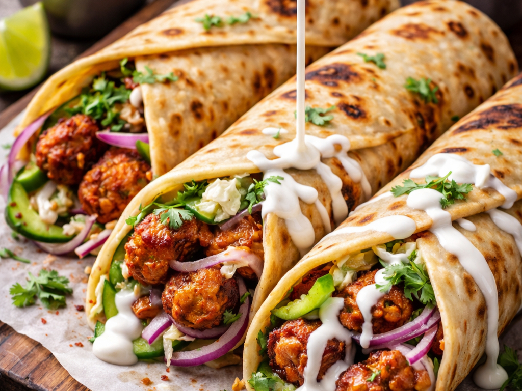 Chicken Tikka ,kofta Paratha Roll Combo.