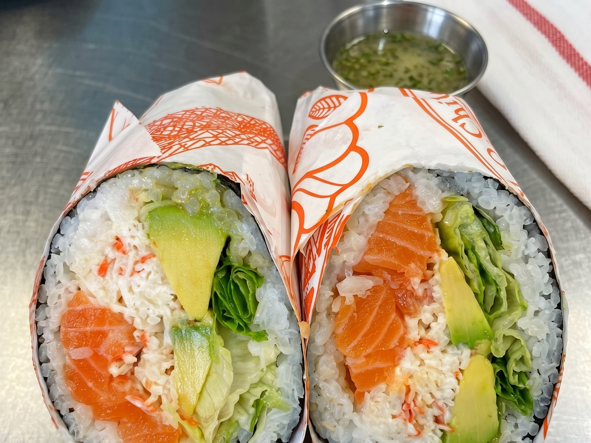 Fresh Salmon Sushi Burrito.