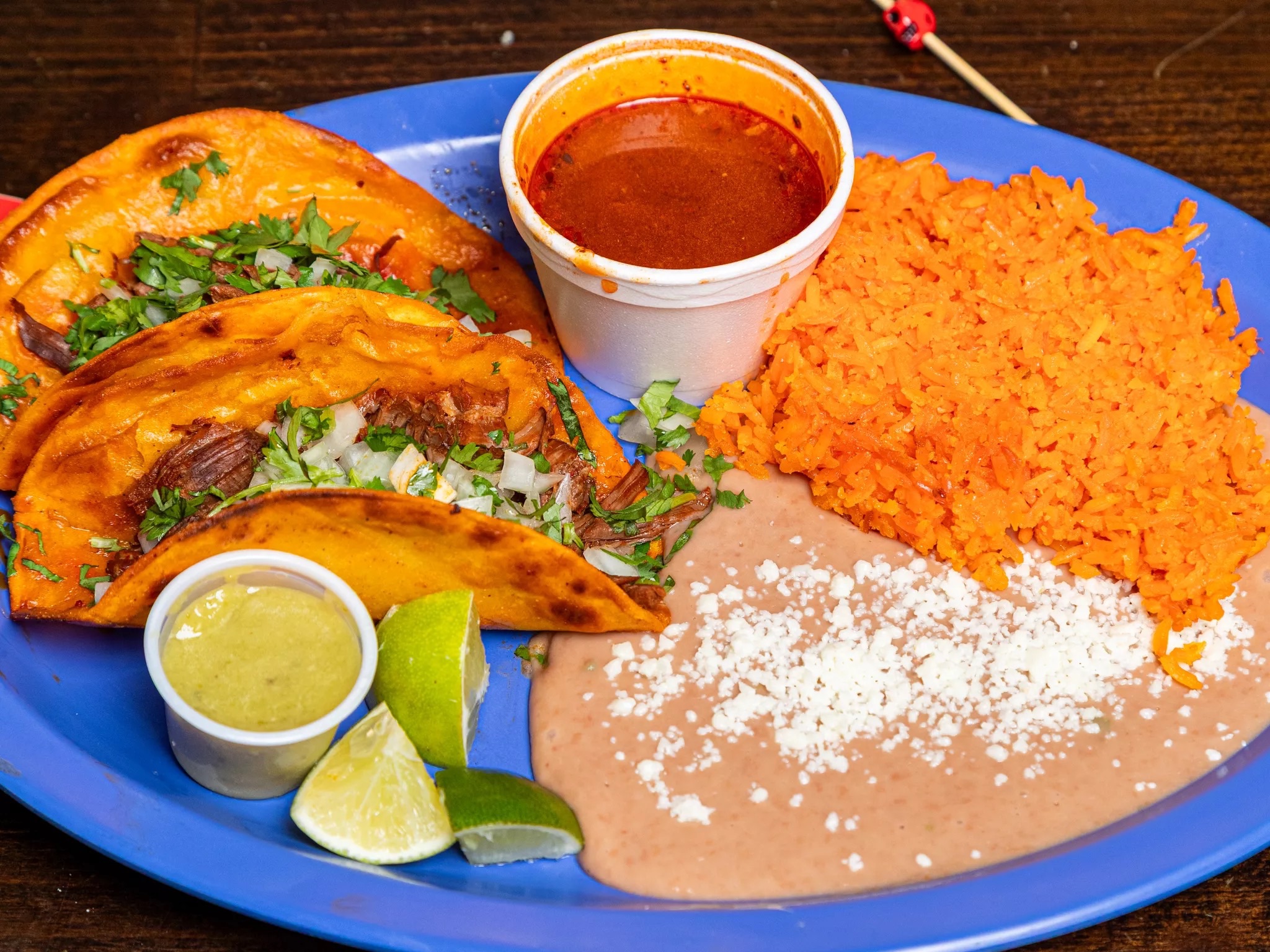 Two Birria Red Taco Lunch Special