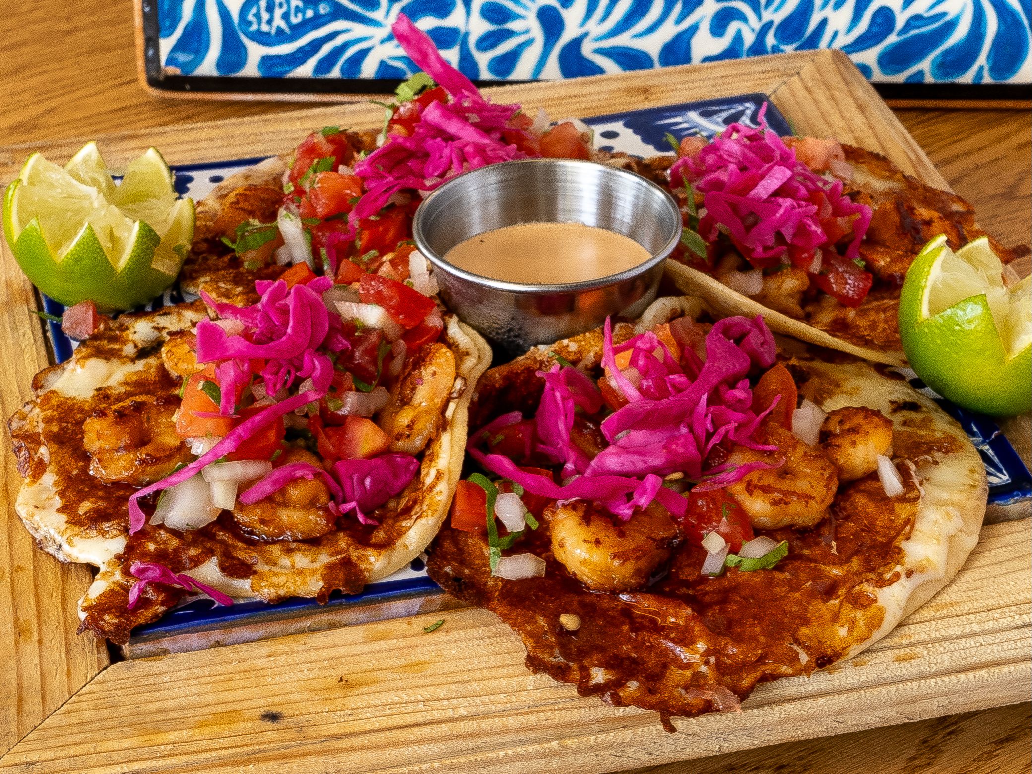 Shrimp (Camarón) Tacos al Queso.