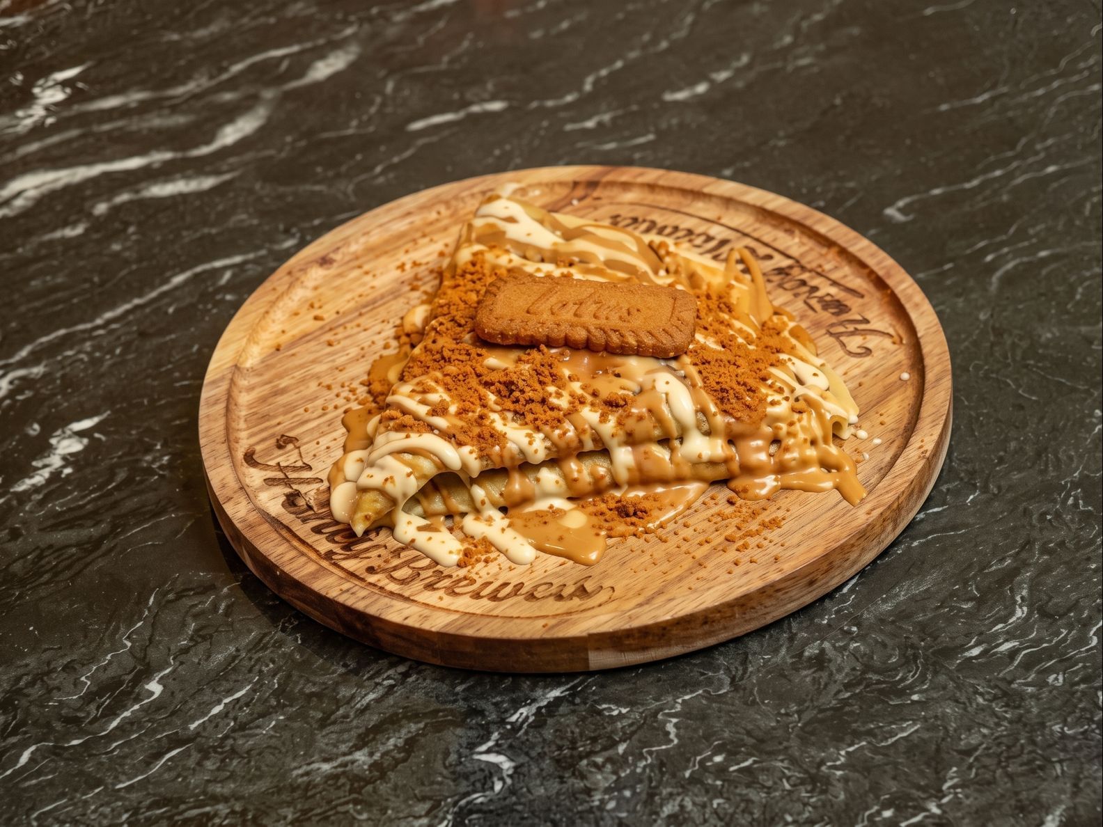 Lotus & White Chocolate with Bananas Crepe.