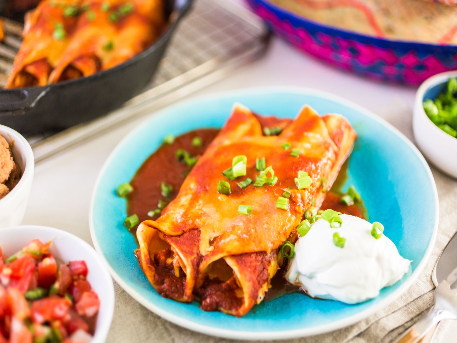 RED CHEESE SAUCE ENCHILADAS