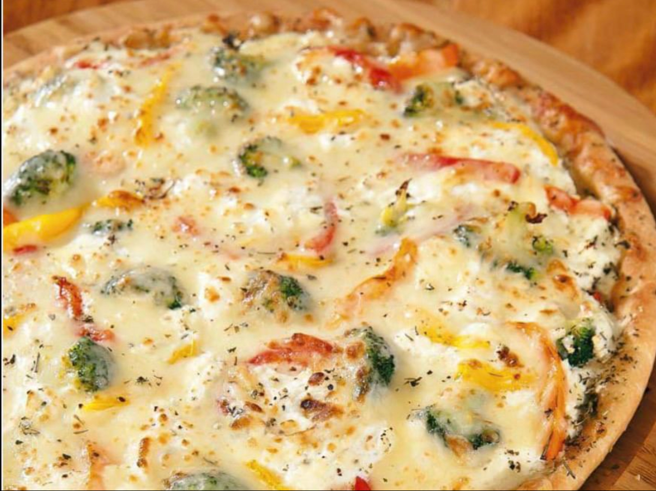 White Vegetable Pizza.
