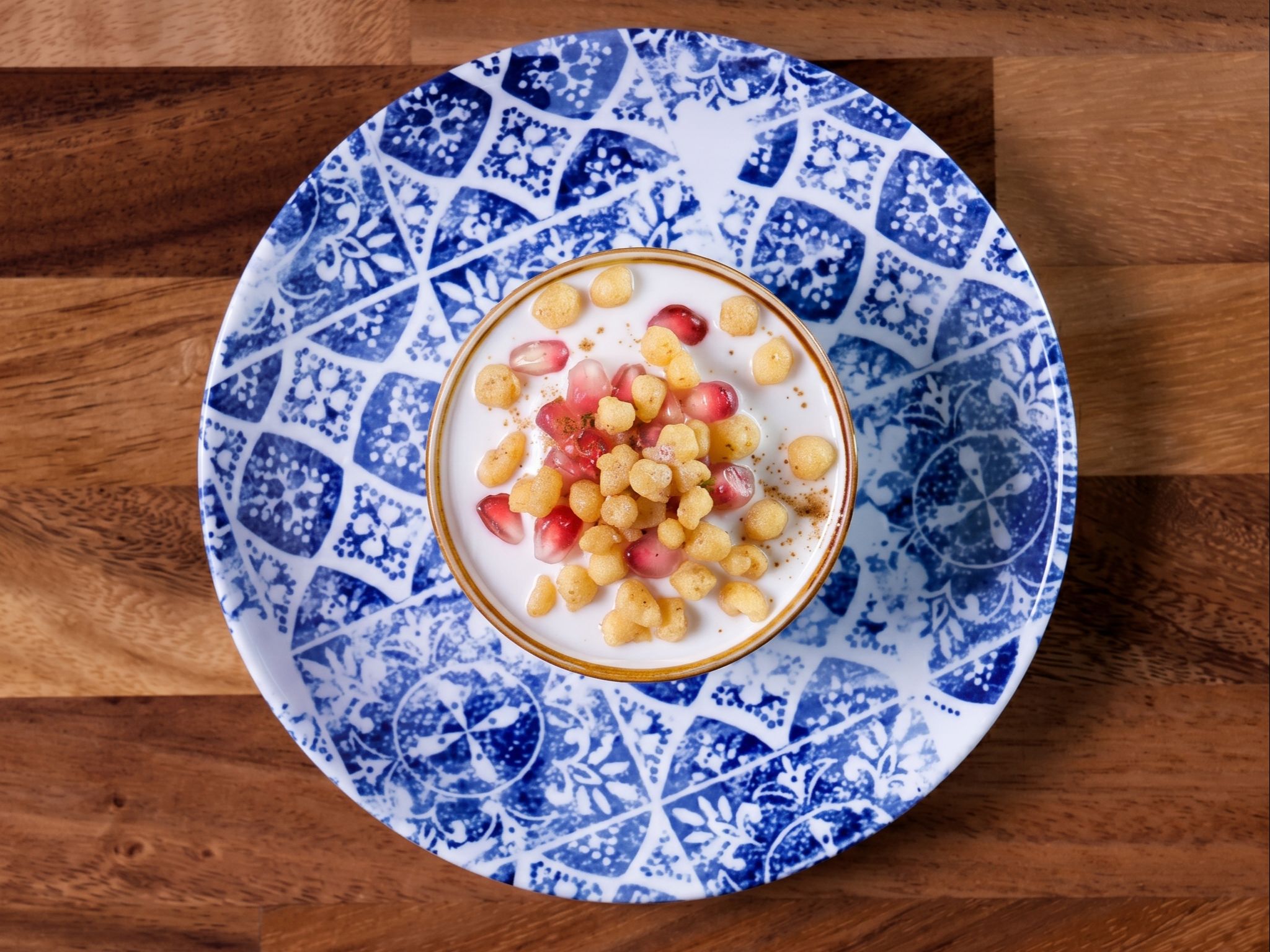 Boondi & Pomegranate Raitha (yogurt).