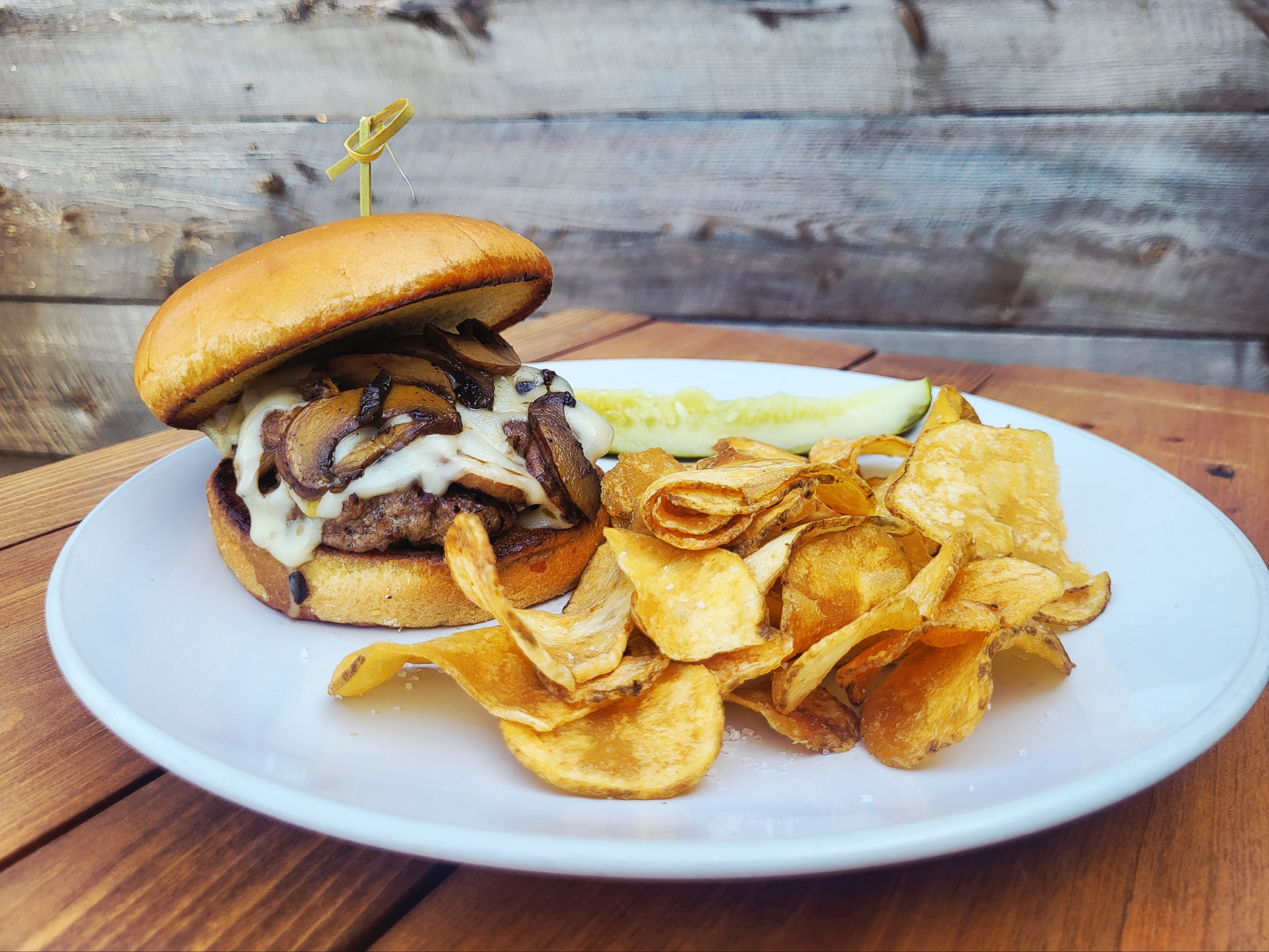 Mushroom & Swiss Burger.